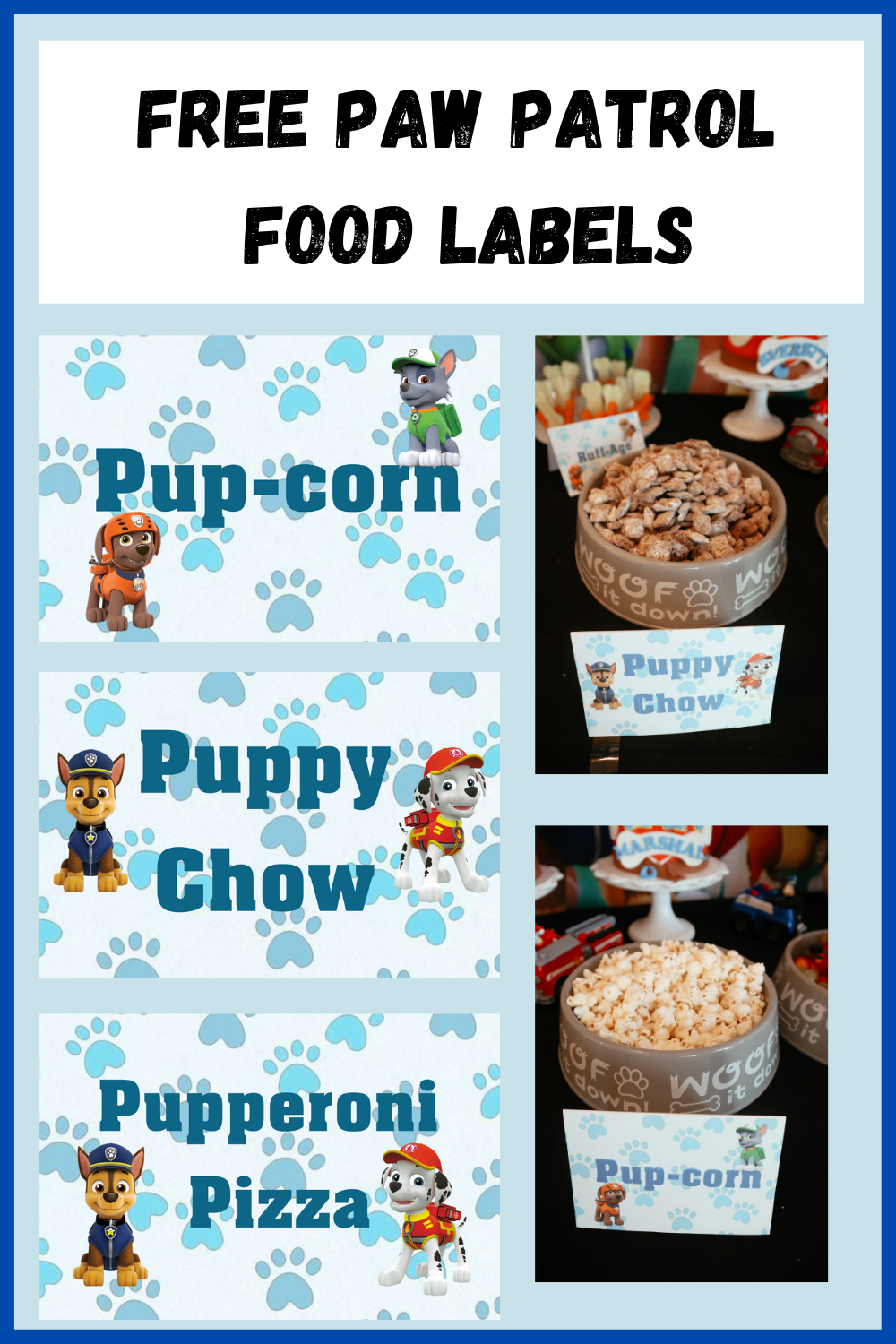 Paw Patrol Party Food Labels intended for Paw Patrol Food Labels Free Printables