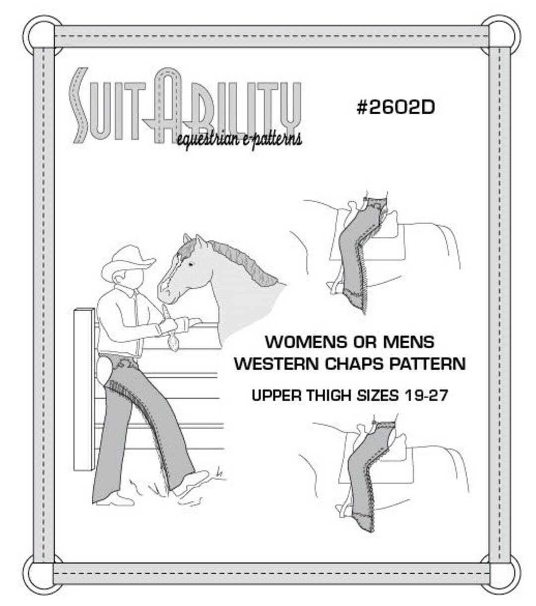 Pdf Womens Or Mens Western Chaps Pattern - Etsy with regard to Printable Chaps Pattern Free