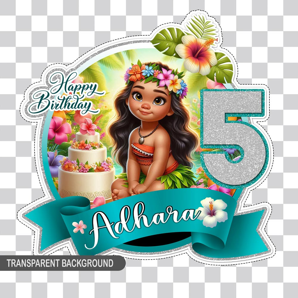 Personalized Moana Cake Topper Printable – Custom Name &amp;amp; Age pertaining to Moana Printable Cake Topper