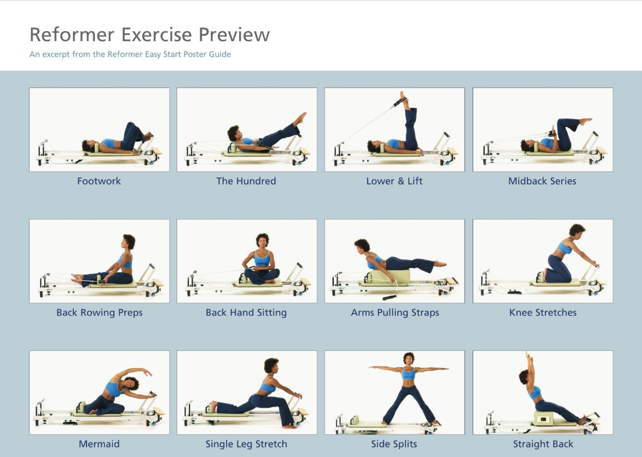 Pilates Workout On Reformer in Printable Pilates Reformer Exercises Chart Free