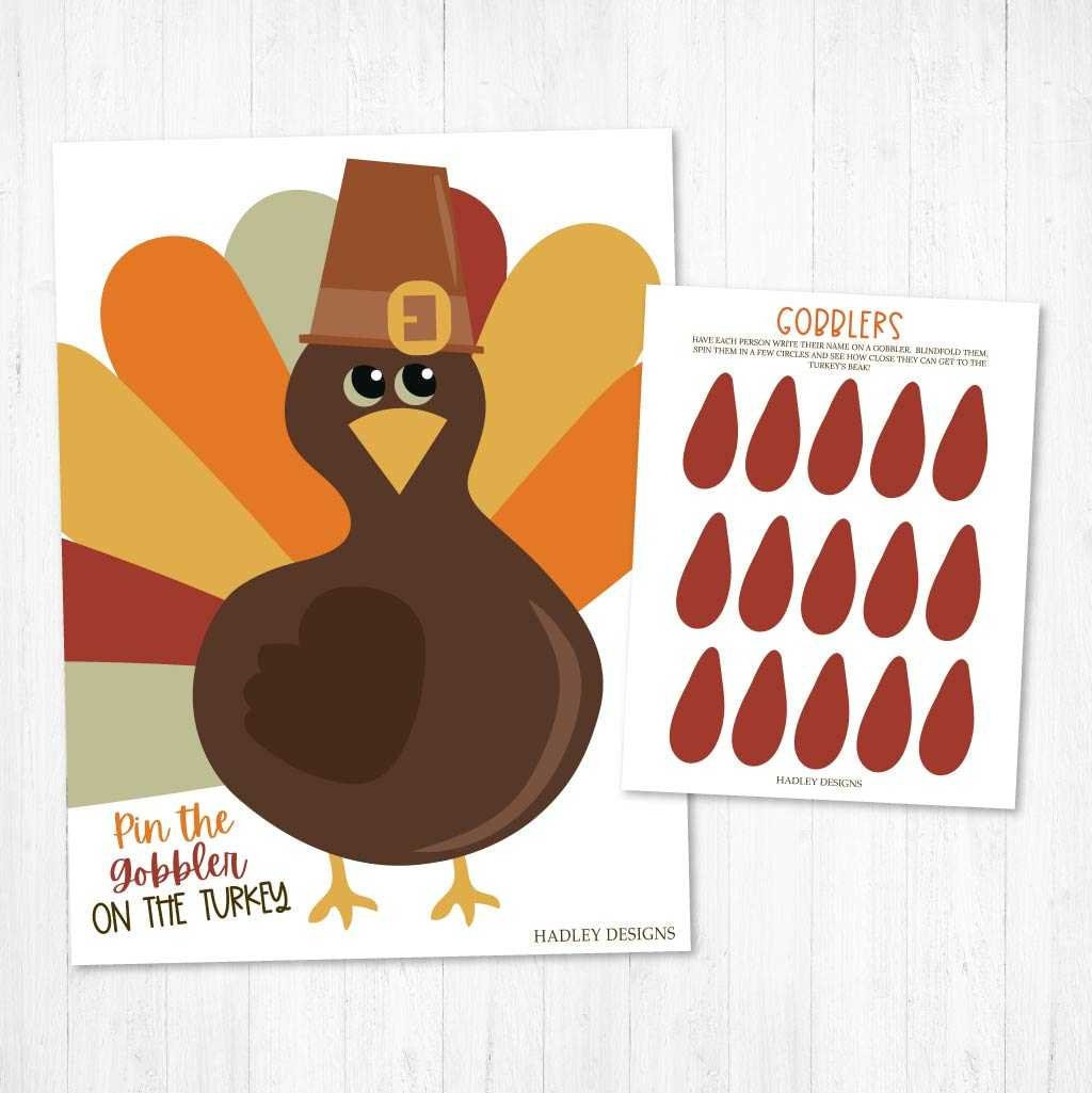 Pin The Gobbler Game Template - Digital Pin The Tail Thanksgiving with Pin The Tail On The Turkey Game Printable