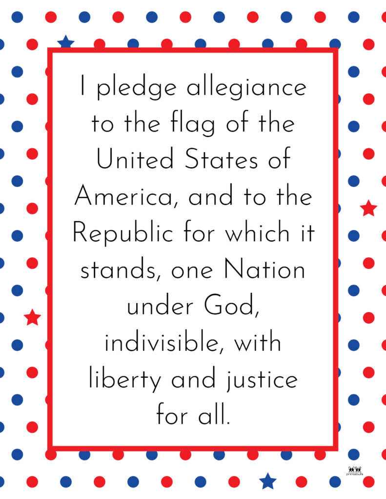 Pledge Of Allegiance Words - 20 Free Printables | Printabulls inside Pledge of Allegiance Free Printable