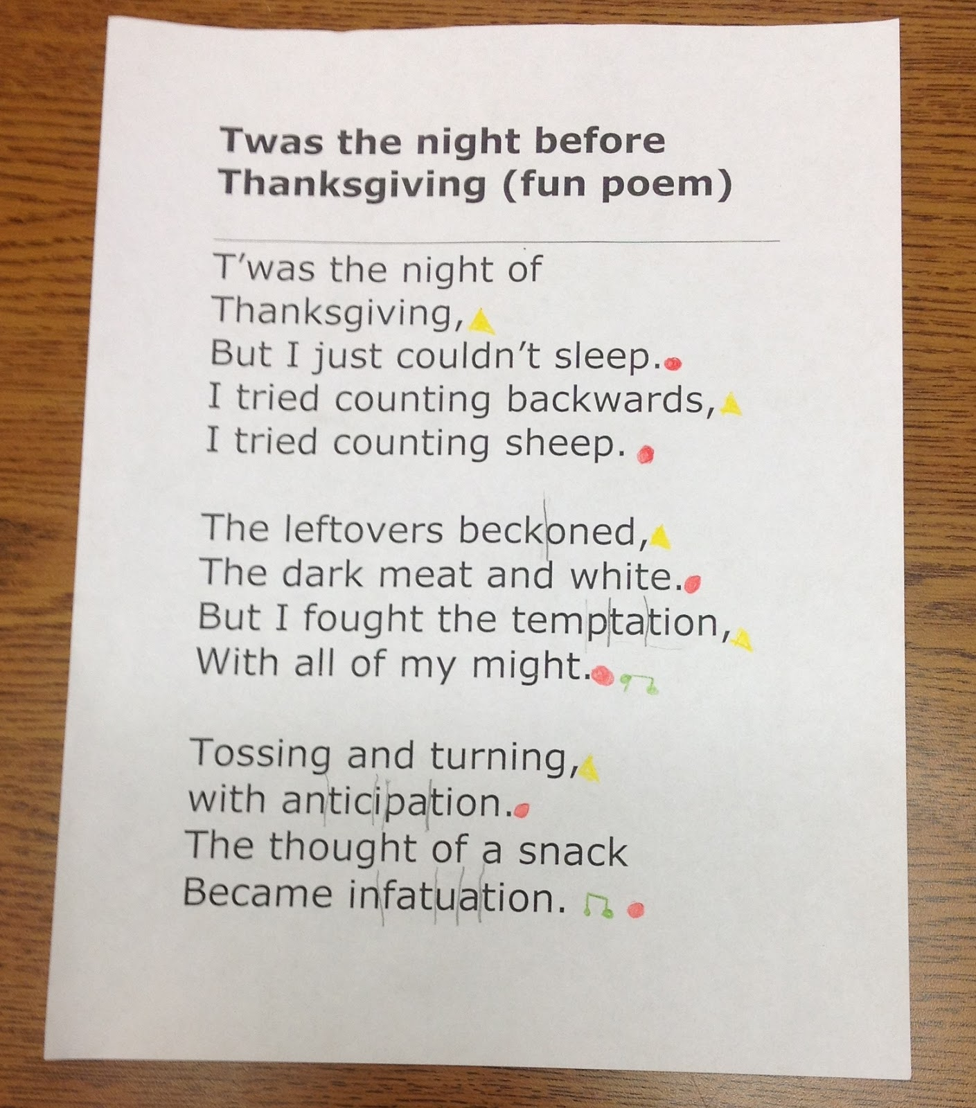 Poem Coding, Fluency, & Rti - Conversations In Literacy throughout Night Before Thanksgiving Poem