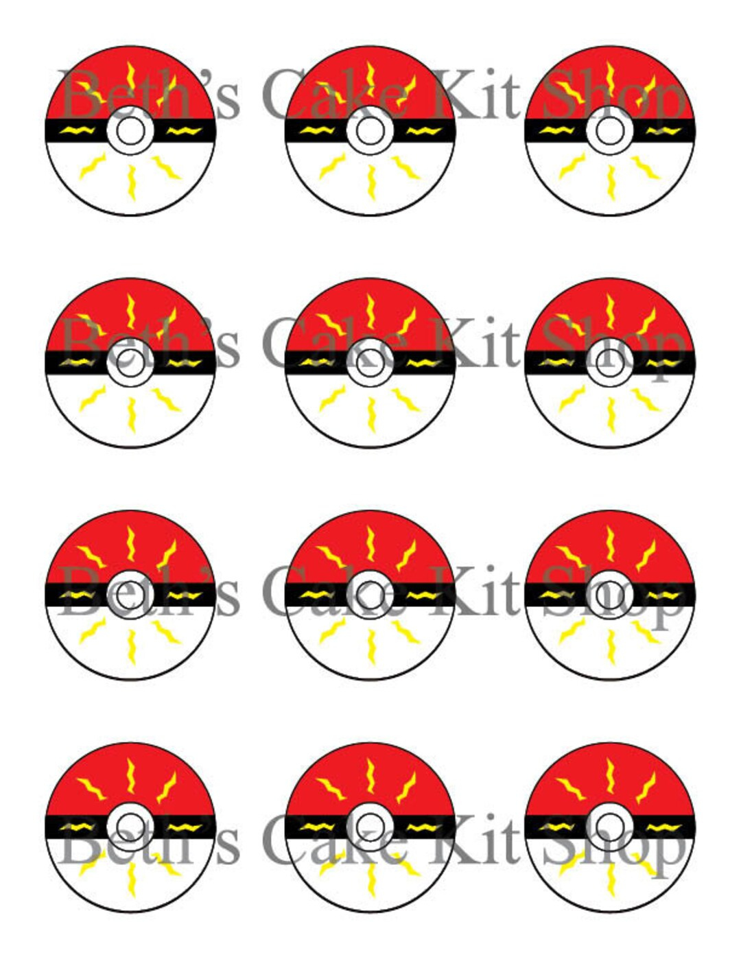 Pokemon Ball Cupcake Topper Printable Download - Etsy.de with regard to Pokemon Cupcake Toppers Printable