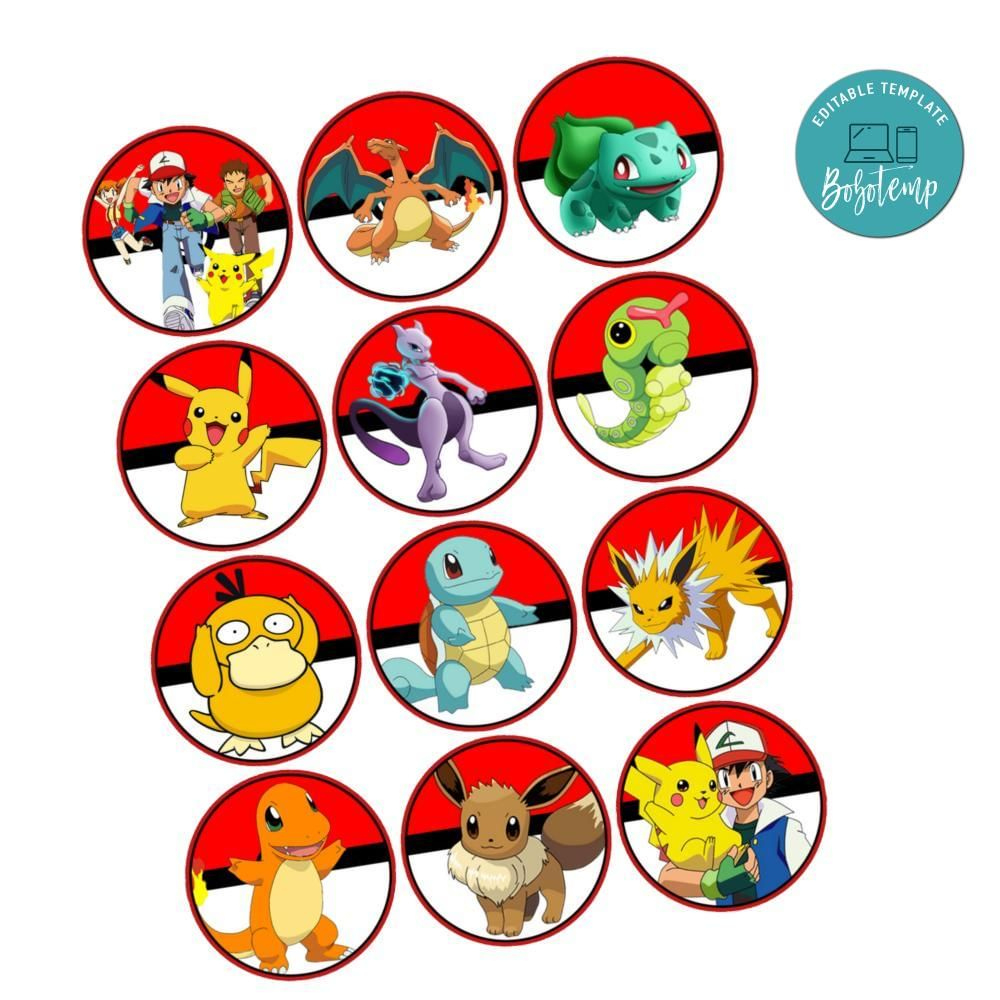 Pokemon Cupcake Toppers Template Printable Instant Download | Bobotemp with regard to Pokemon Cupcake Toppers Printable