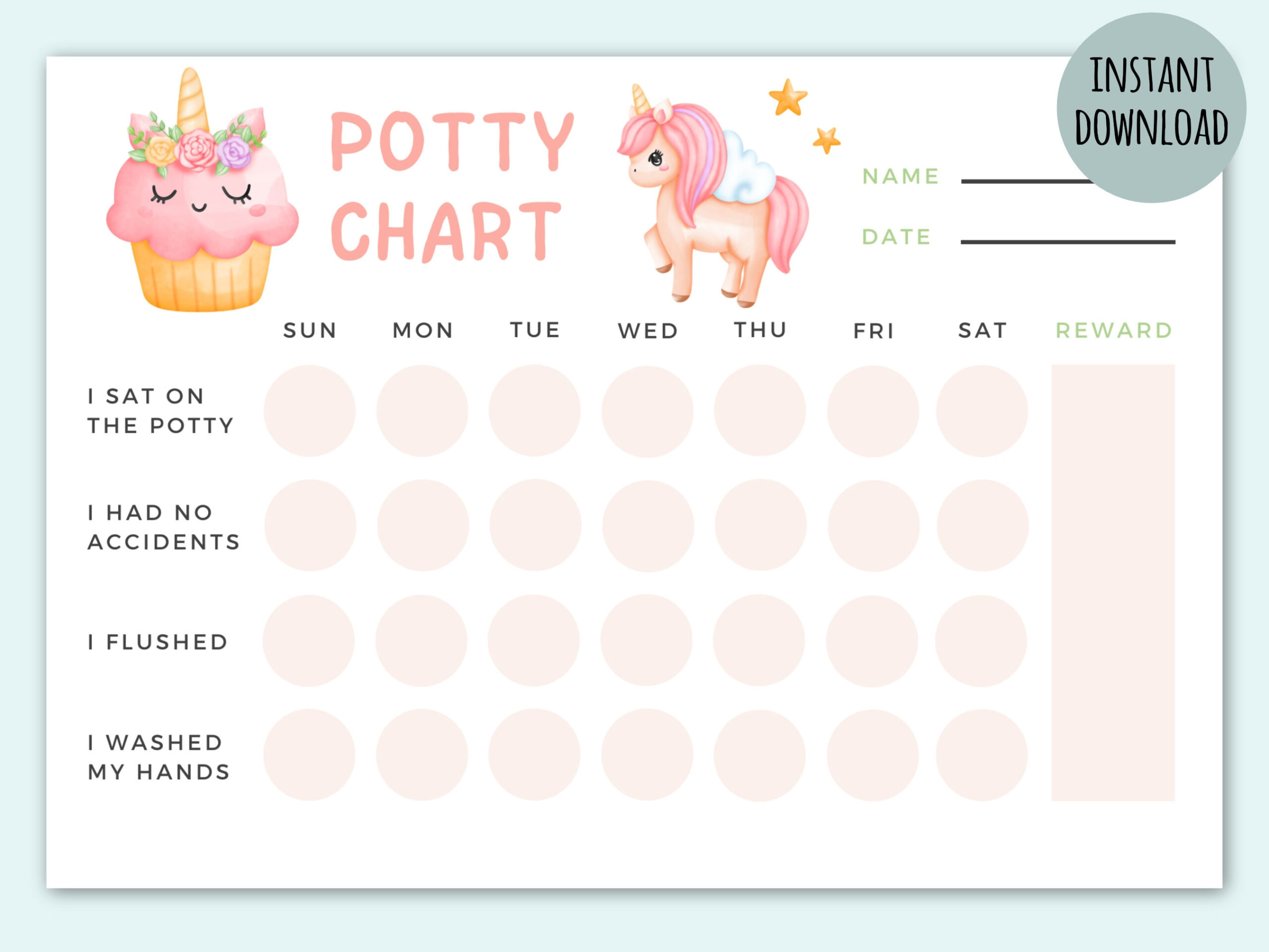 Potty Chart Printable Girl Unicorn | Potty Training Chart | Reward with regard to Free Printable Unicorn Potty Chart