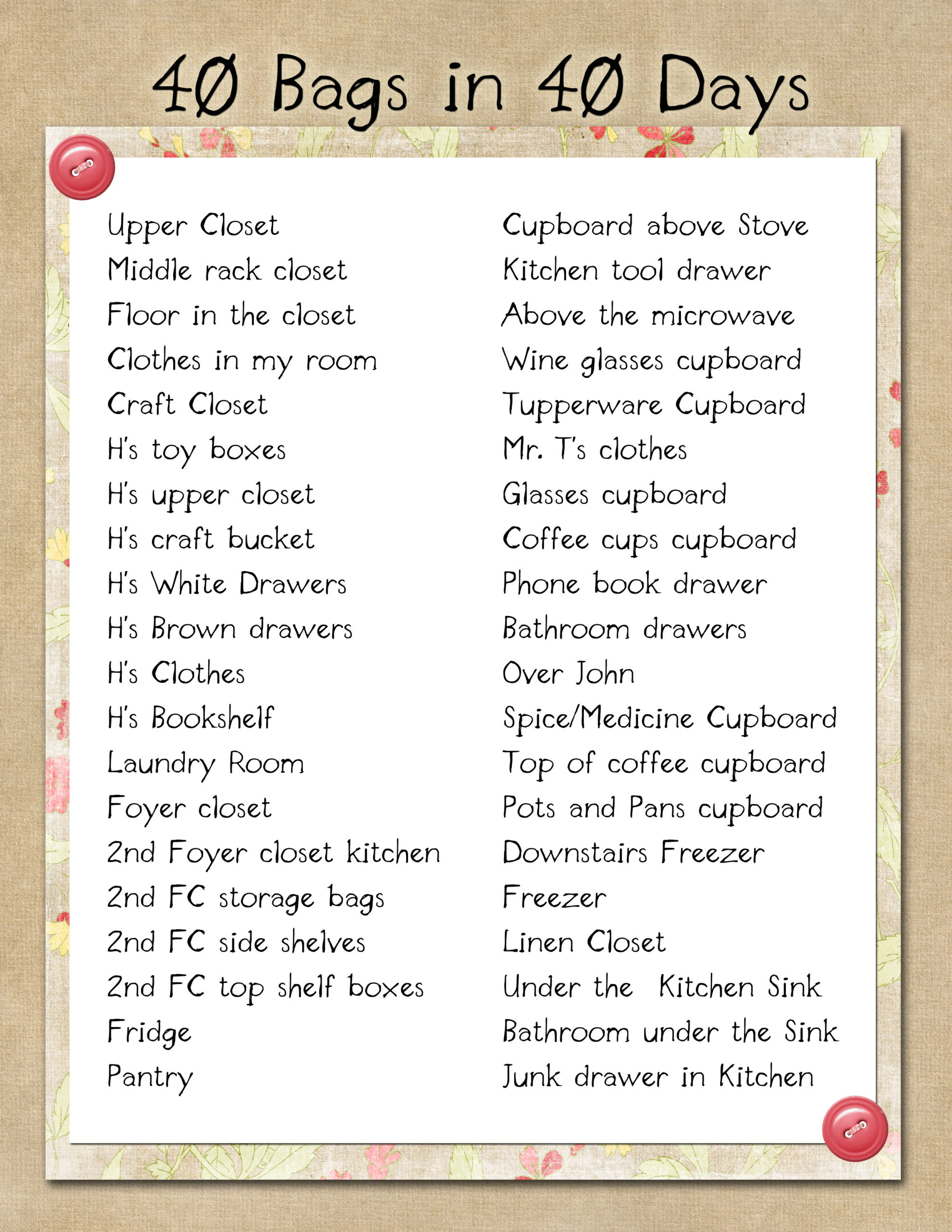 Pre-Holiday 40 Bags In 40 Days – Blossom At Home intended for 40 Bags in 40 Days Printable