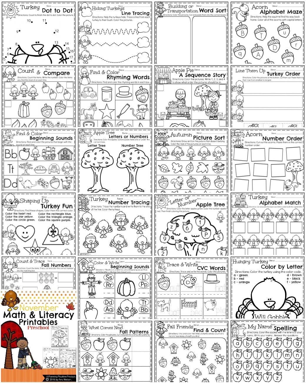 Preschool Worksheets - The Year Bundle - Planning Playtime for Planning Playtime Free Printables