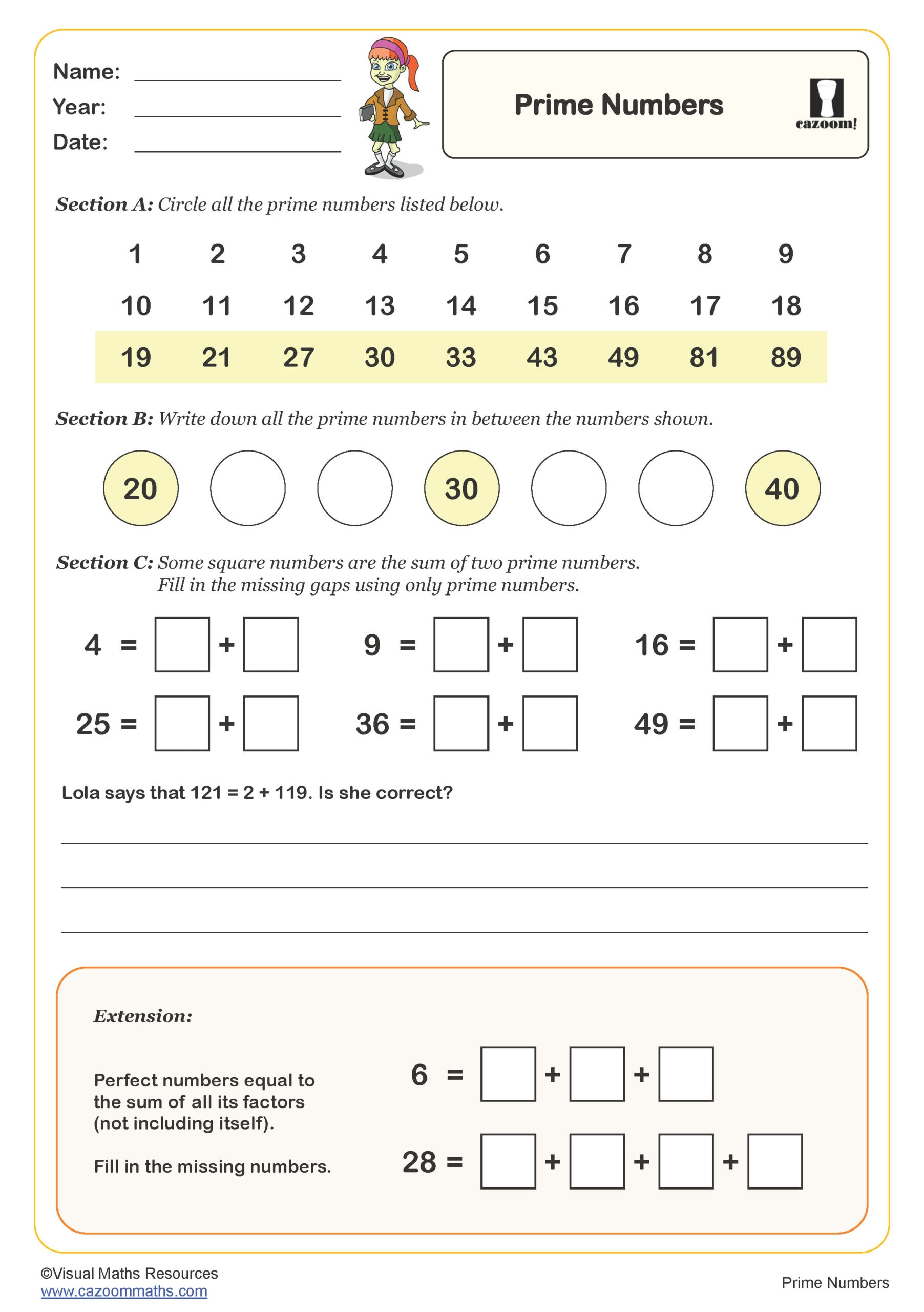 Prime Numbers Worksheet | Pdf Printable Number Worksheets pertaining to Prime Numbers Worksheet Printable