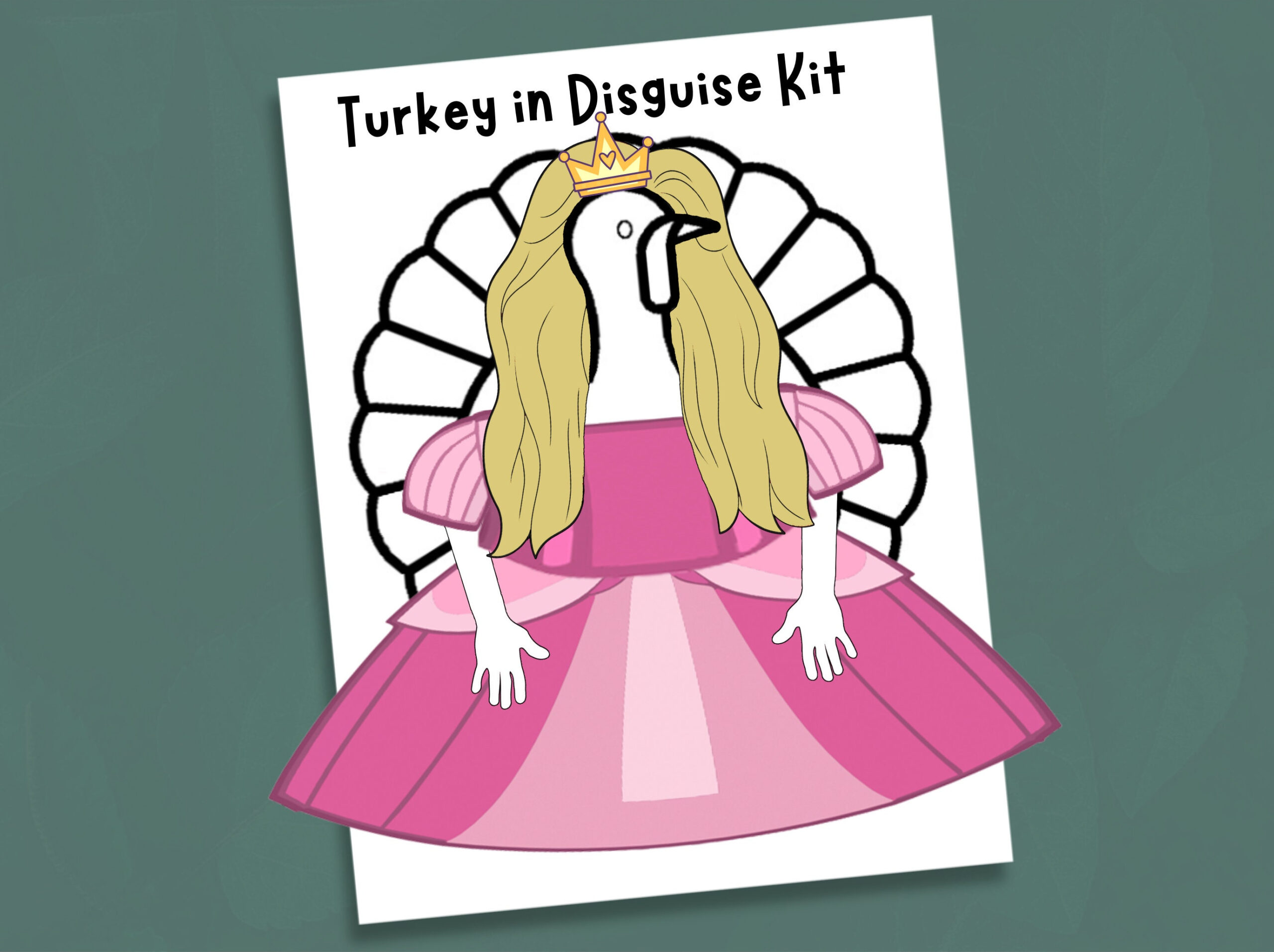 Princess Turkey In Disguise Kit: Kids Craft (Digital Download) - Etsy inside Princess Peach Turkey in Disguise