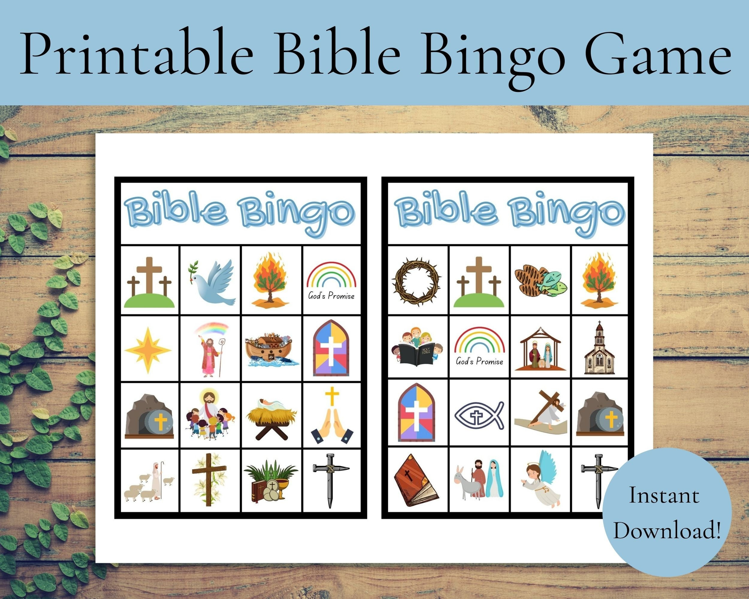 Printable Bible Bingo Game | Instant Download Bible Bingo Game in Free Printable Bible Bingo Cards