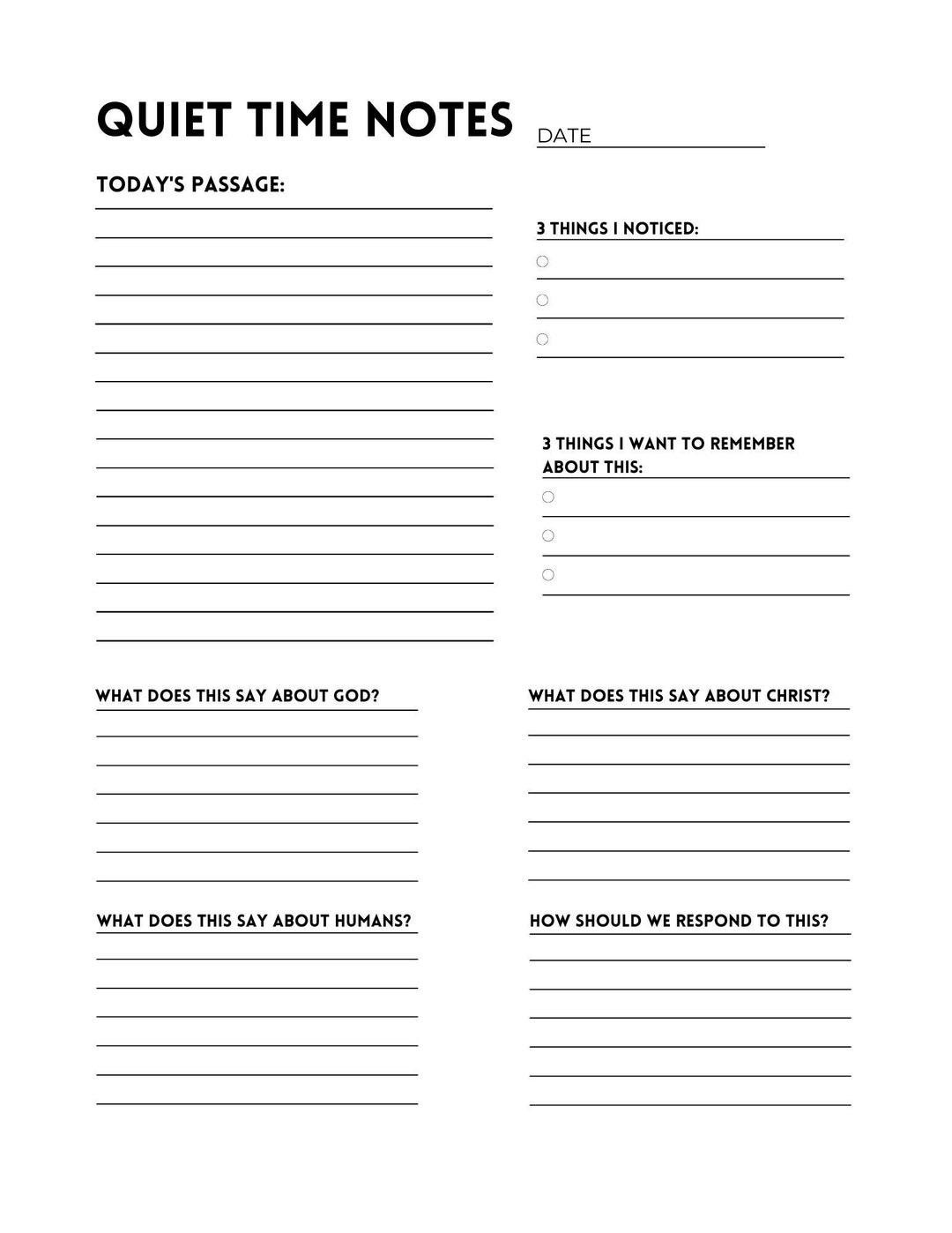 Printable Bible Study Note Template - Etsy in Printable Women's Bible Study Lessons Free
