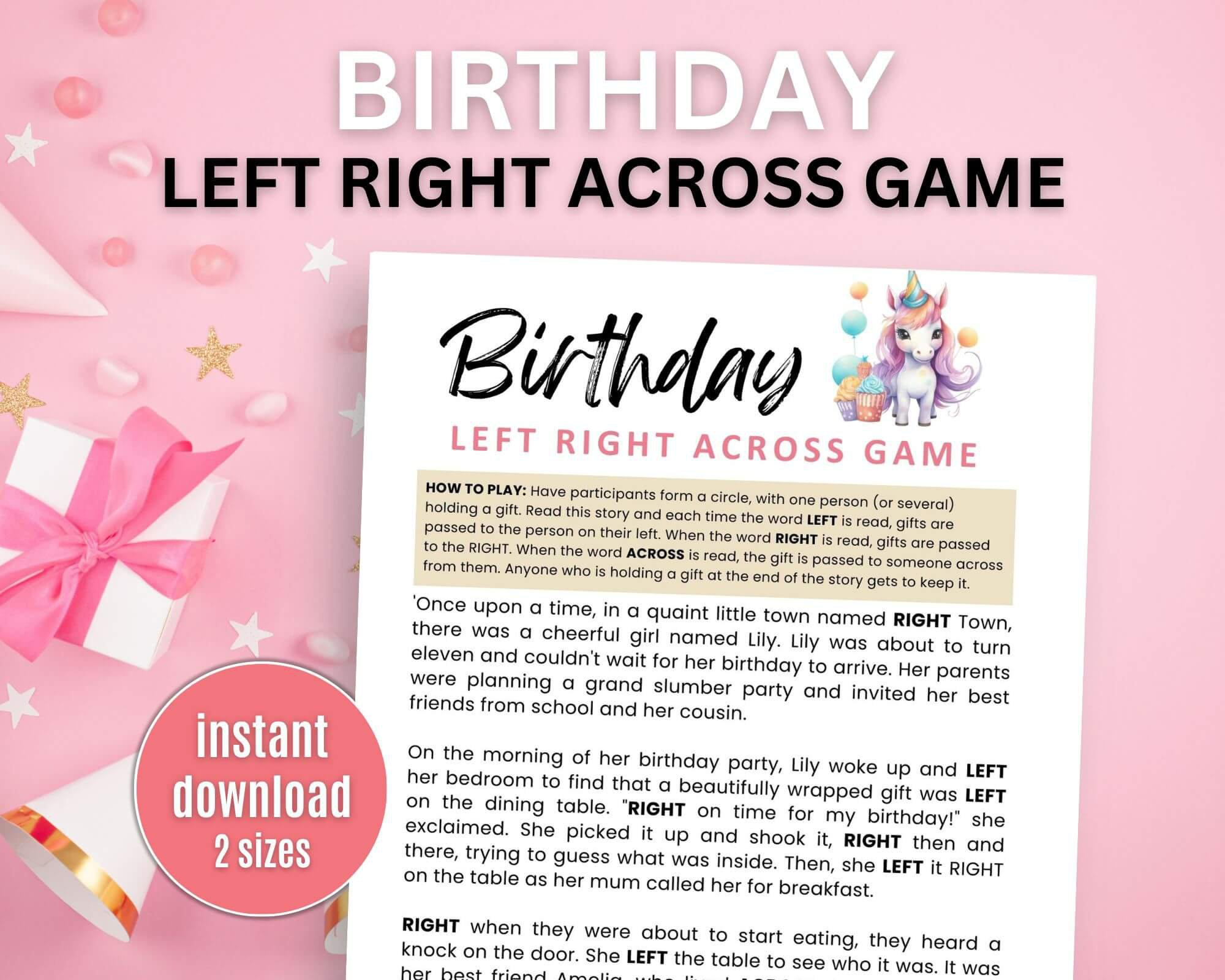 Printable Birthday Left Right Across Game » Poweredthrivecart inside Free Printable Left Right Birthday Game