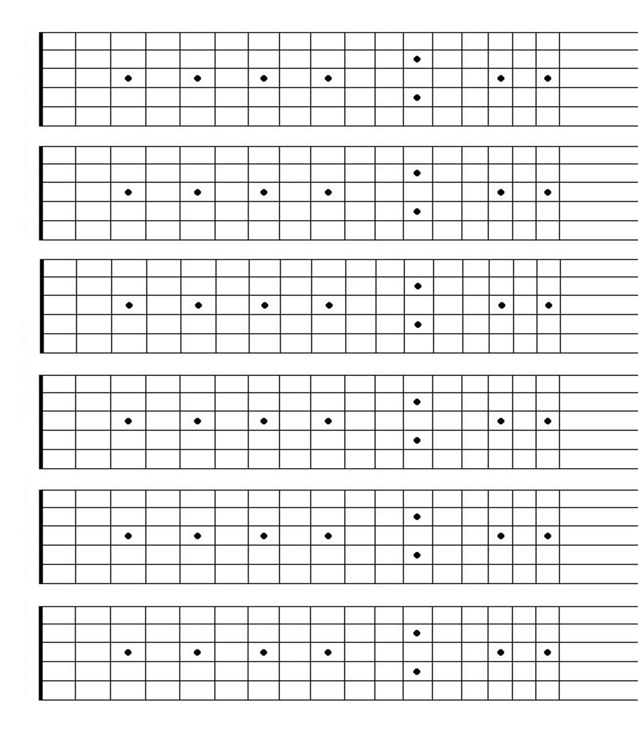 Printable Blank Guitar Fretboard, Guitar Neck Chart, Instant pertaining to Fret Calculator Printable Template