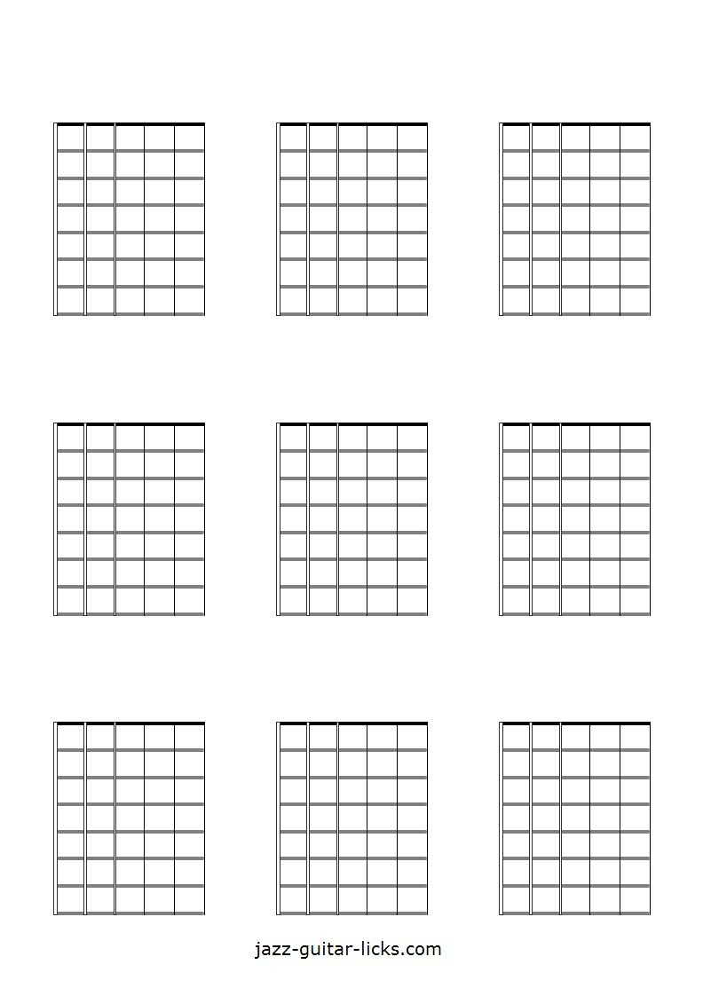 Printable Blank Guitar Neck Diagrams - Chord &amp;amp; Scale Charts intended for Free Printable Blank Guitar Blank Fretboard Chart