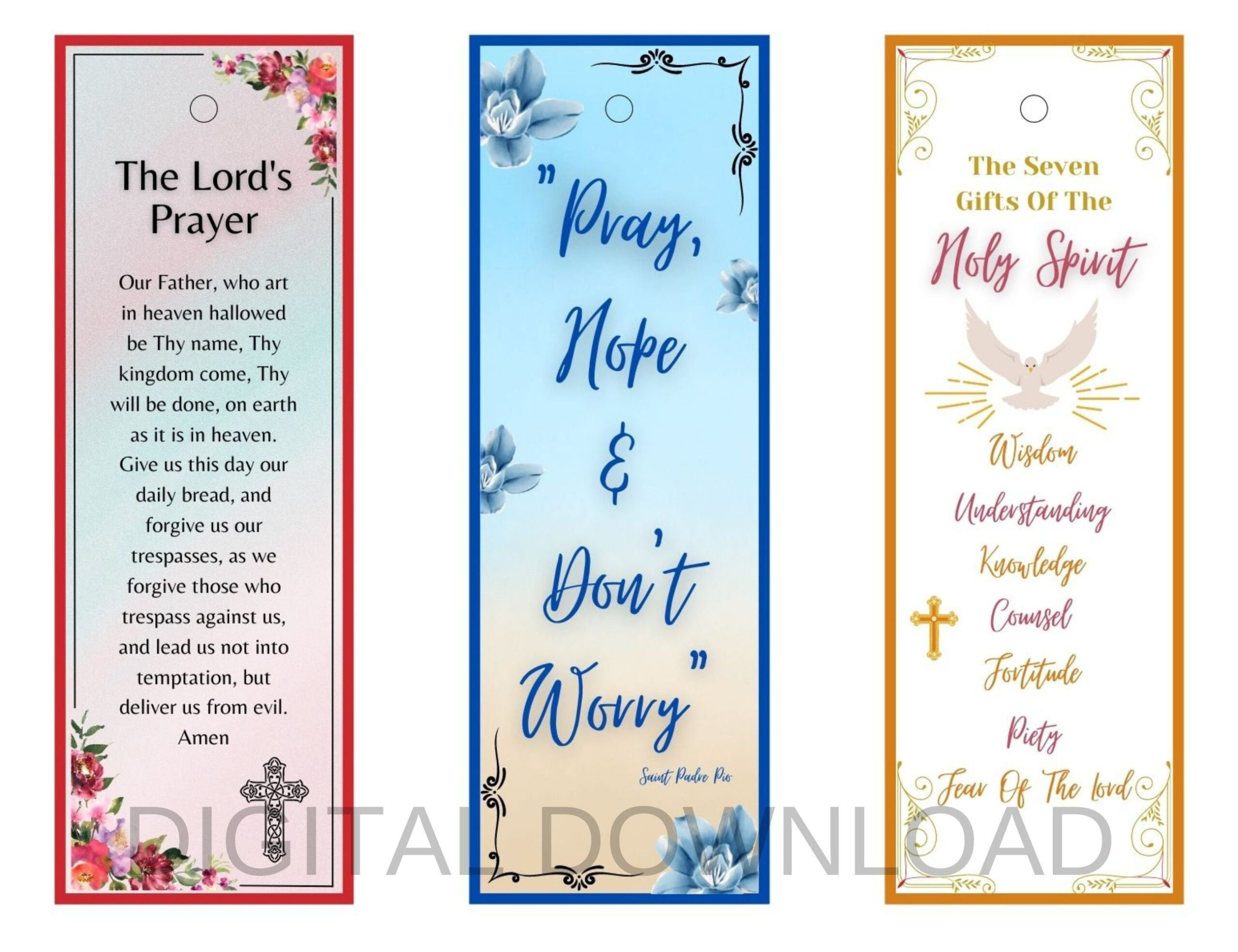 Printable Bookmarks, The Lord&amp;#039;S Prayer, Seven Gifts Of The Holy with Free Printable Prayer Bookmarks