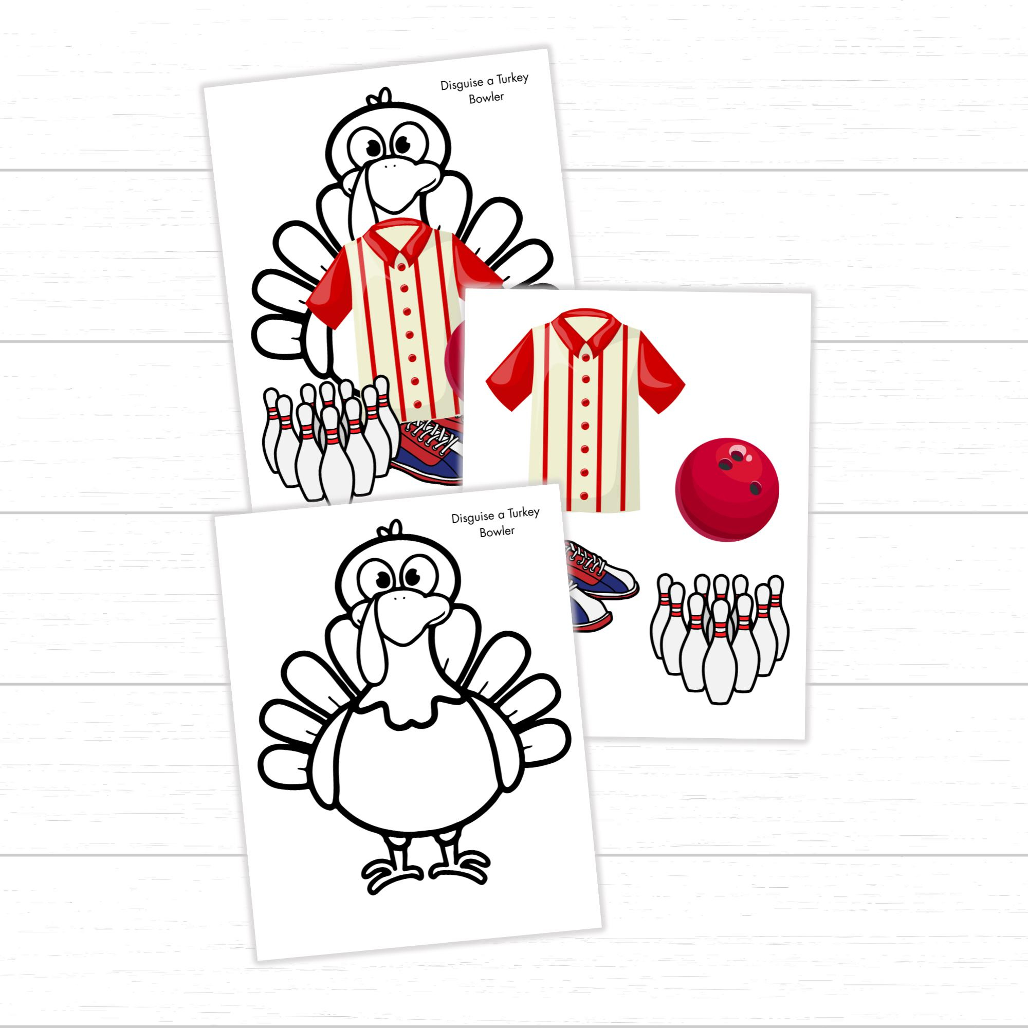 Printable Bowling Turkey Disguise Craft | Bowler Disguise A Turkey with Turkey In Disguise Bowling