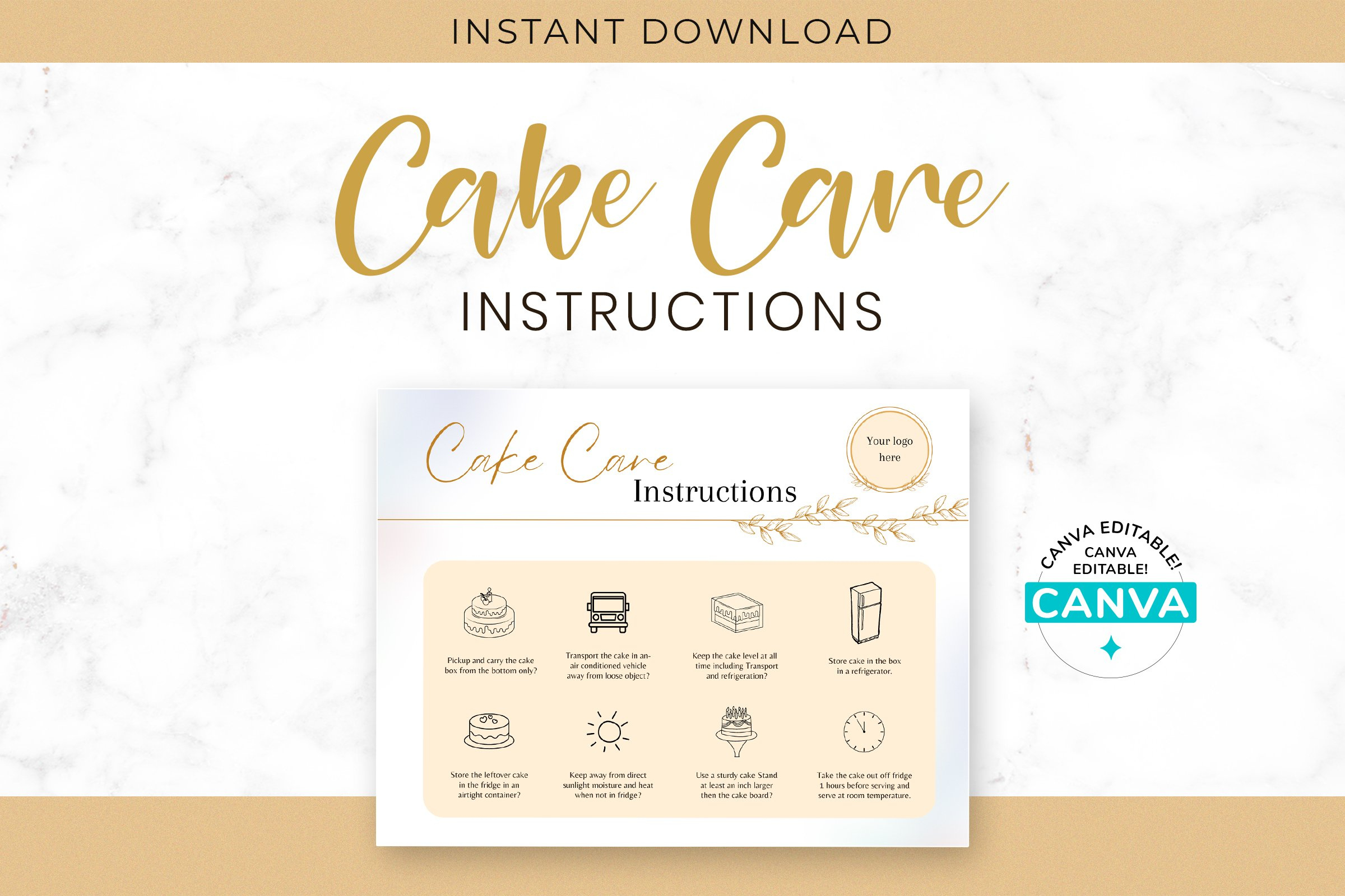 Printable Cake Care Instructions Template regarding Free Printable Cake Care Instructions