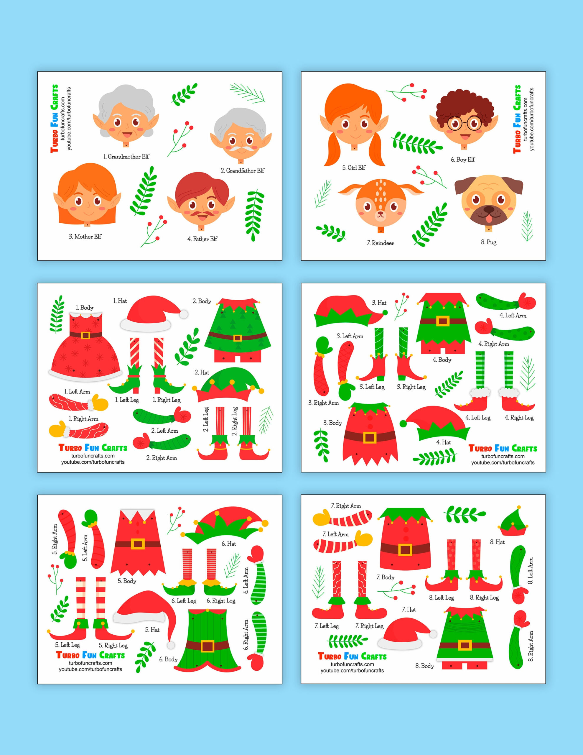 Printable Christmas Elves, 8 Articulated Paper Dolls, Instant throughout Elf Paper Doll Printable