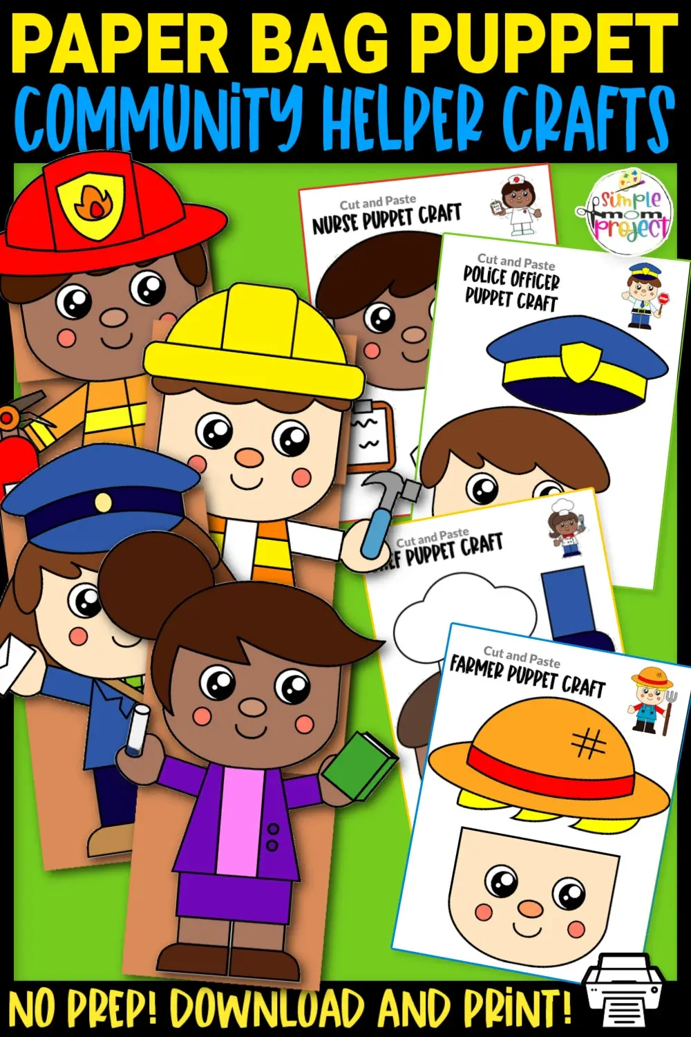 Printable Community Helper Puppet Craft Templates - Simple Mom inside Free Printable Community Helper Puppets Template