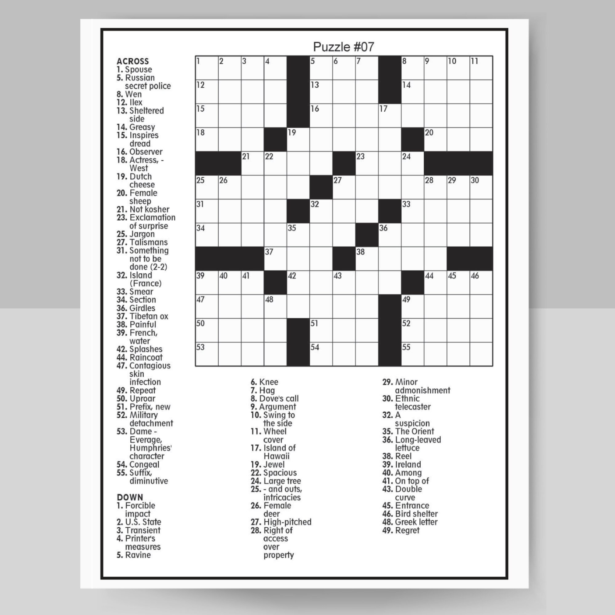 Printable Crossword Puzzles For Adults &amp;amp; Seniors: 100 Pages in Printable Crosswords Uk
