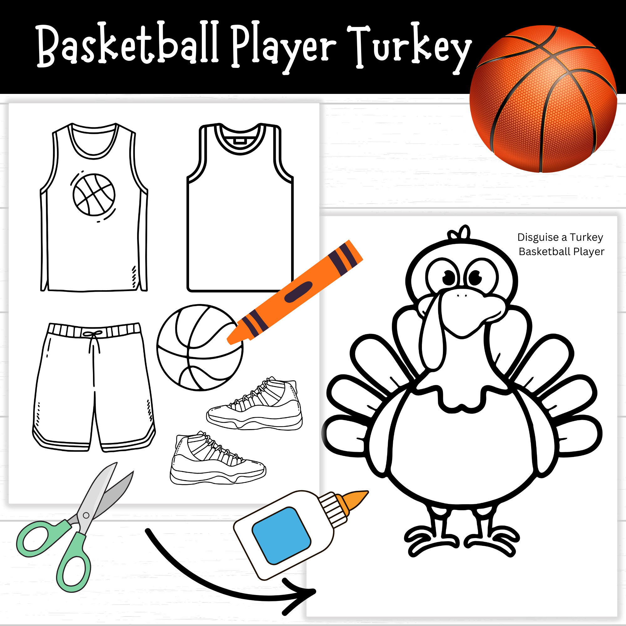 Printable Disguise A Turkey Basketball Player (3 Sets!) - Mom throughout Turkey Disguise Project Basketball Player