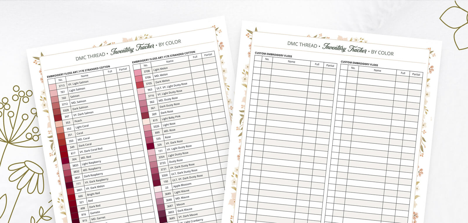 Printable Dmc Thread Inventory Tracker - Stitch Palettes with Free Printable Dmc Floss Checklist