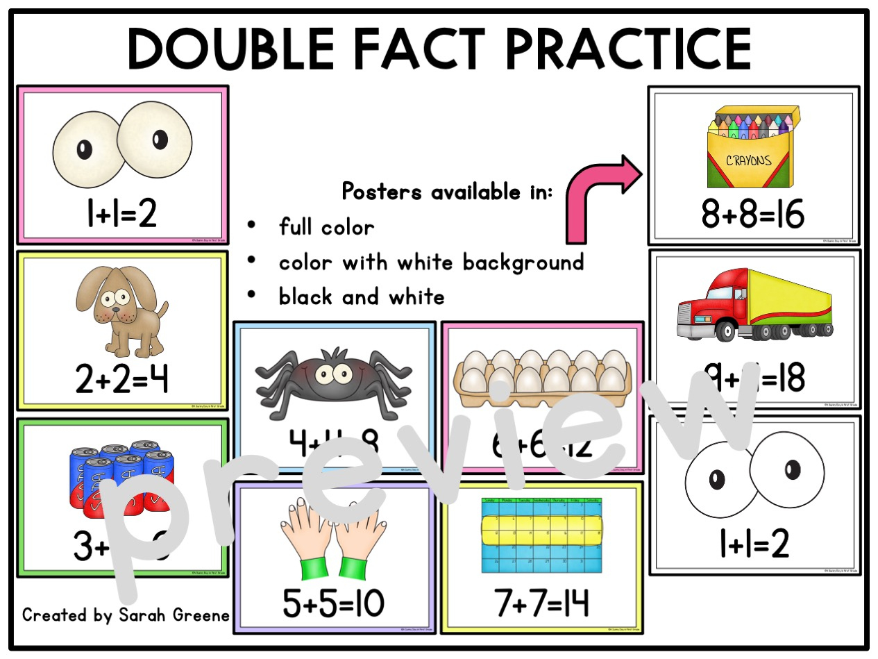 Printable Doubles Facts Poster - Printable intended for Printable Doubles Facts Poster