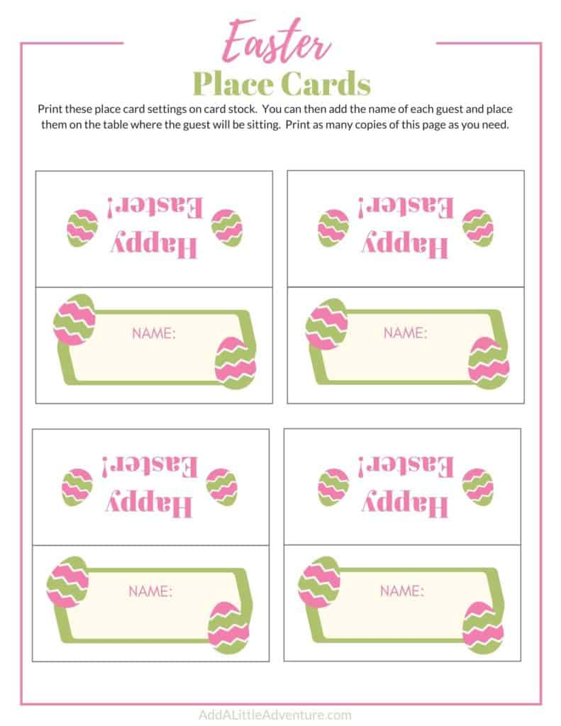 Printable Easter Place Cards - Add A Little Adventure with Easter Place Cards Printable