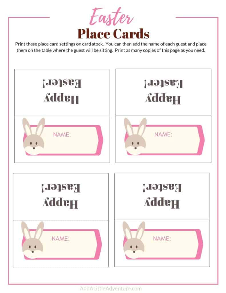 Printable Easter Place Cards - Add A Little Adventure within Easter Place Cards Printable