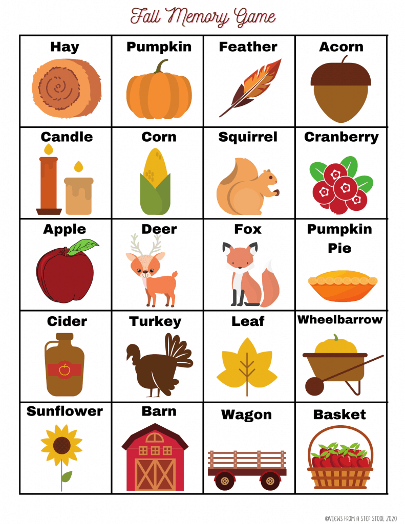 Printable Fall Matching Game - Views From A Step Stool intended for Matching Games Printable Free