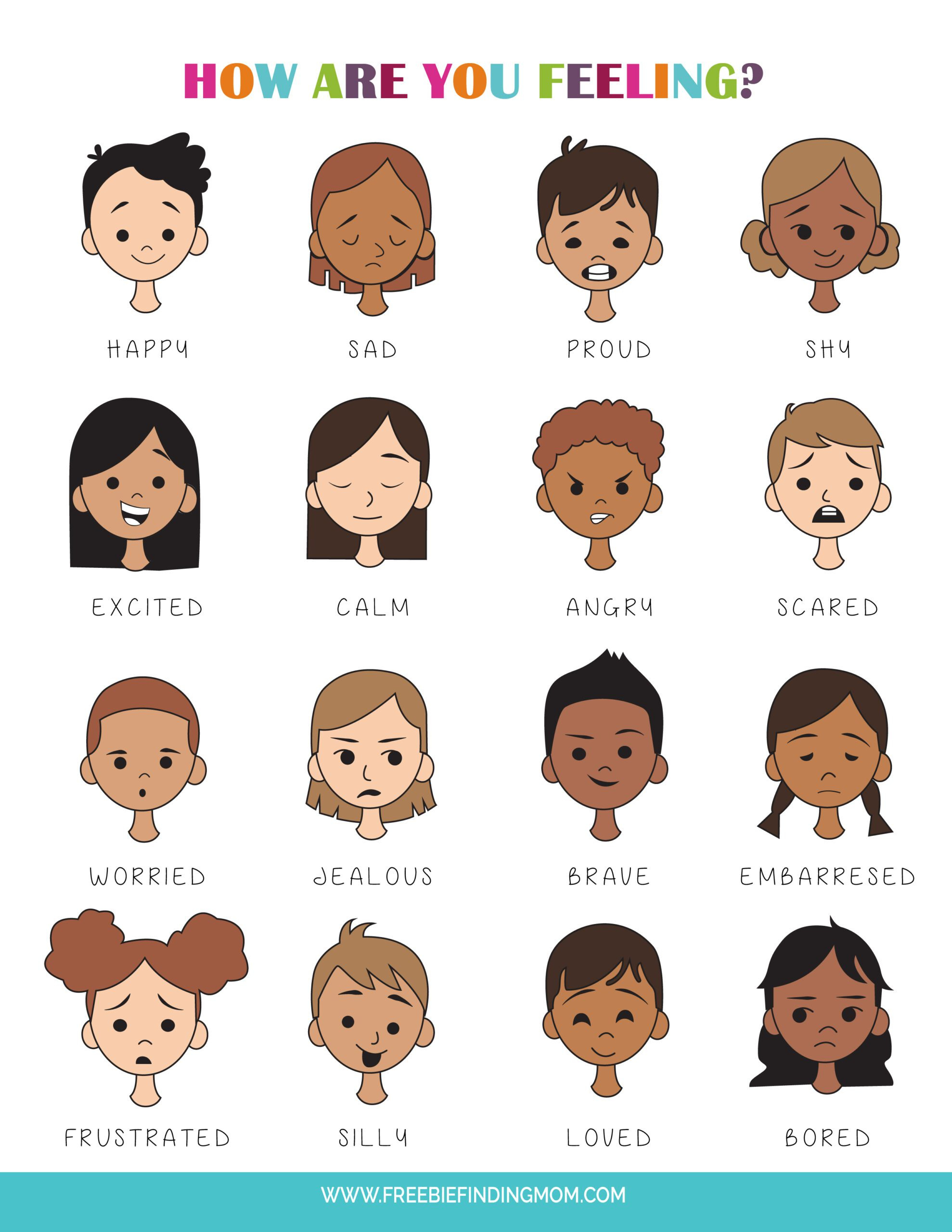 Printable Feelings Chart For Kids (Pdf Download) intended for Feelings Chart Printable Free