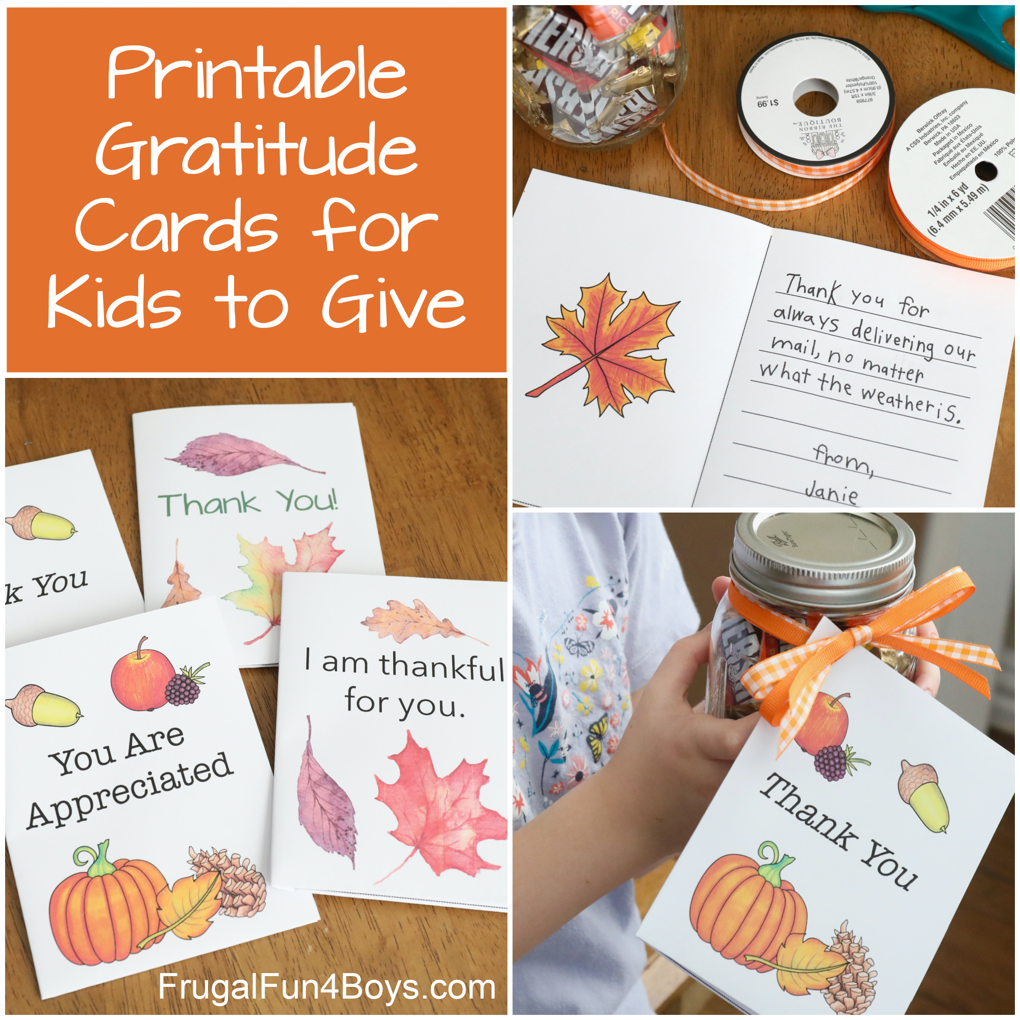Printable Gratitude Cards {Kids Thanksgiving Activity} - Frugal intended for Printable Thanksgiving Cards For Kids