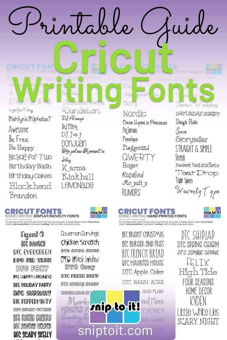 Printable Guide To Cricut Writing Fonts with Free Printable Cricut Font Cheat Sheet