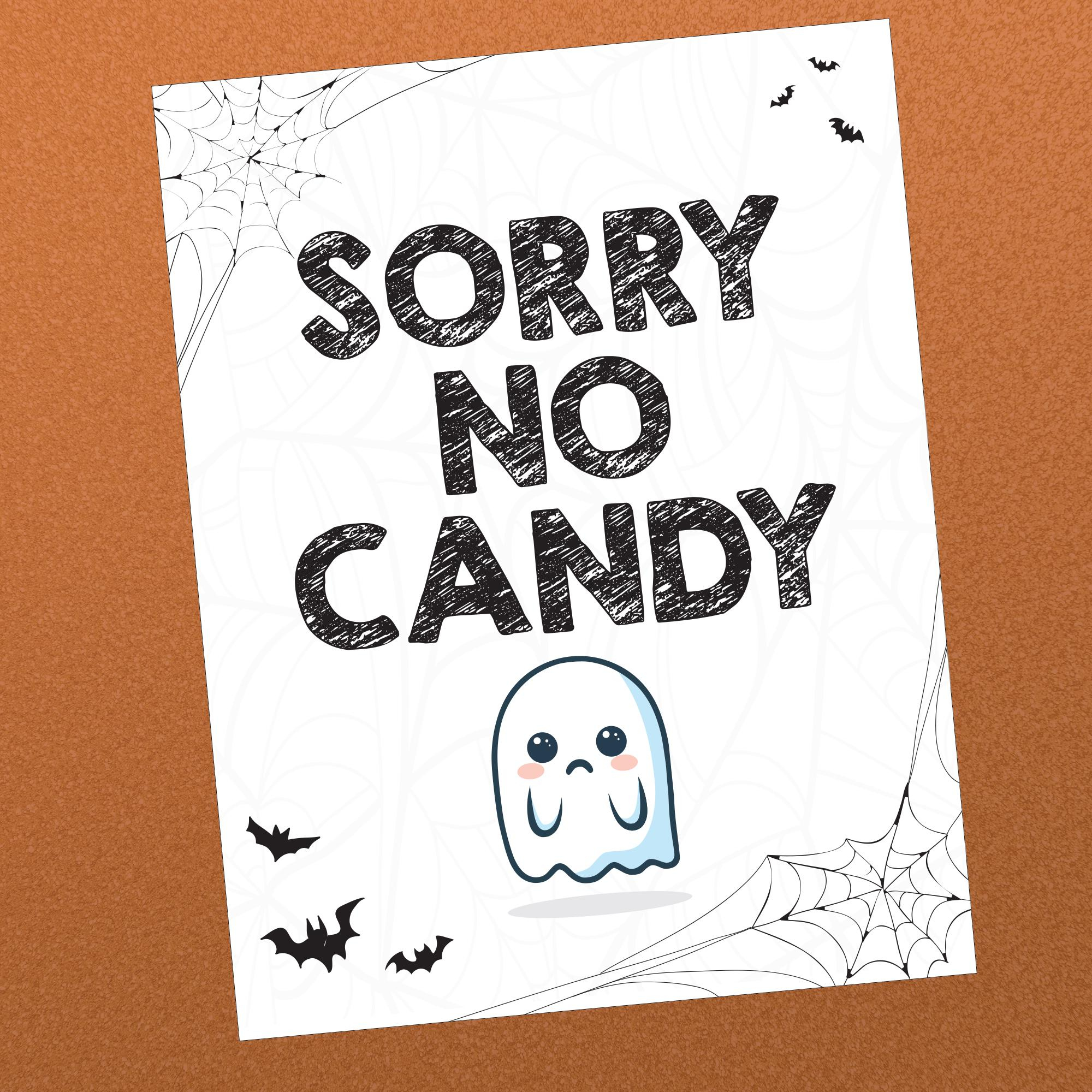 Printable Halloween Sign, Sorry No Candy, Halloween Door Sign for Sorry No Candy Sign Printable
