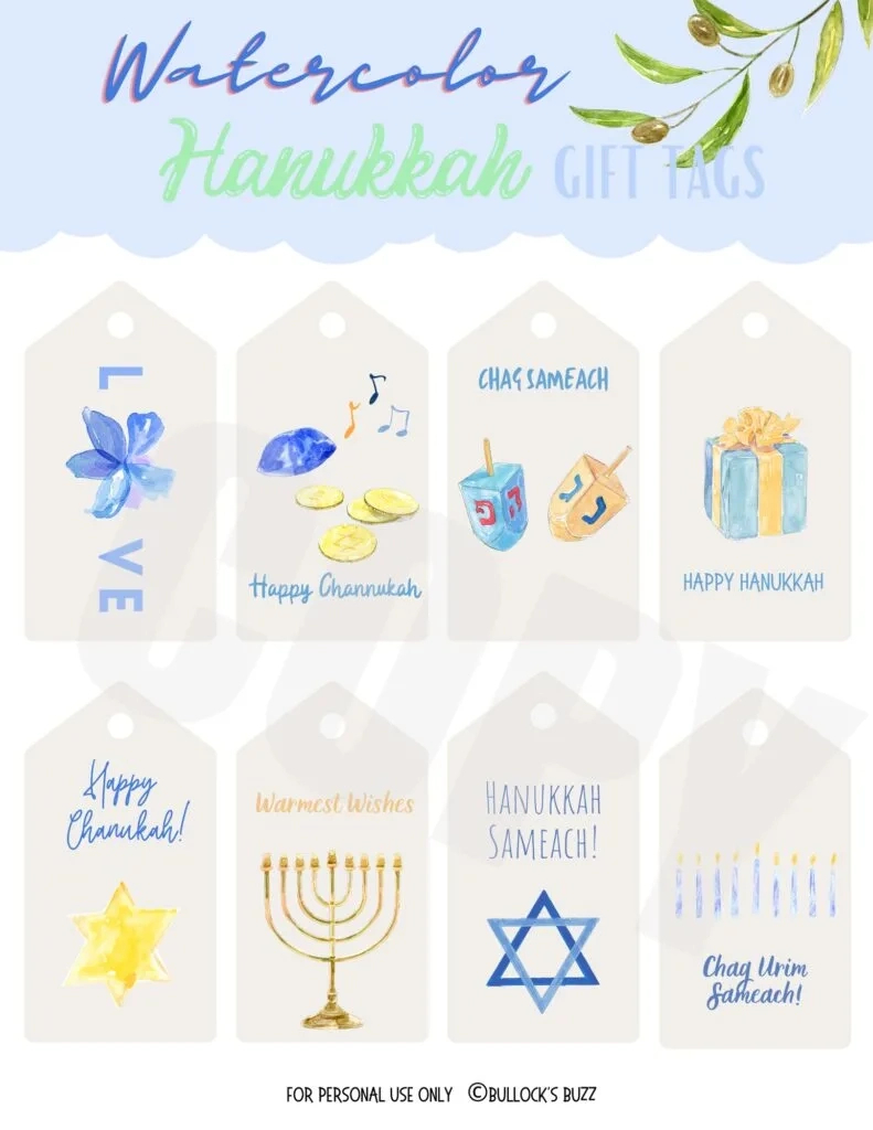 Printable Hanukkah Gift Tags - Bullock&amp;#039;S Buzz in Hanukkah Gift Tags Printable