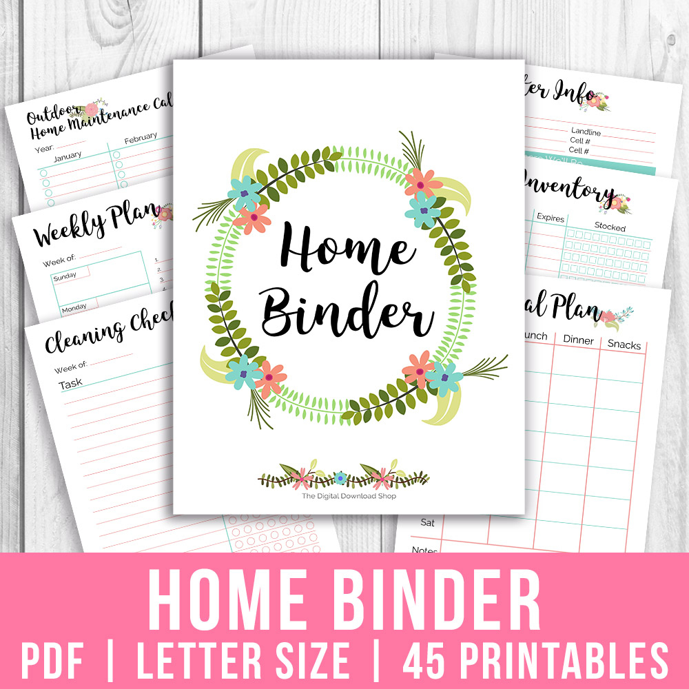 Printable Home Management Binder- Floral inside Home Management Free Printables
