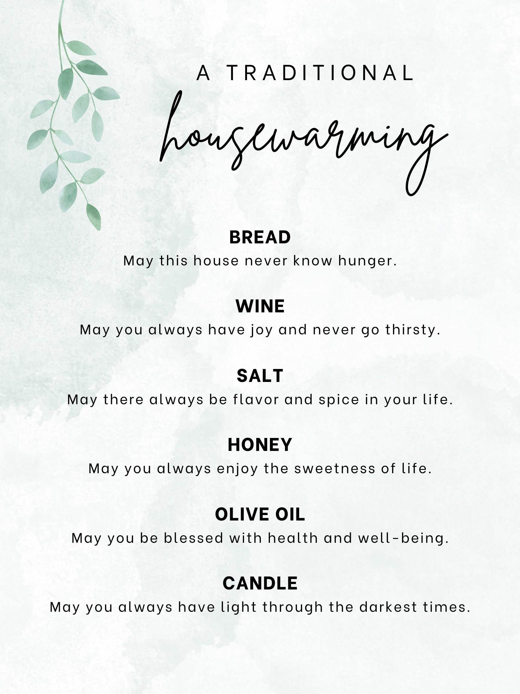 Printable Housewarming Gift Home Blessing Traditional Diy Bread intended for Free Printable Bread Wine Salt Housewarming Poem