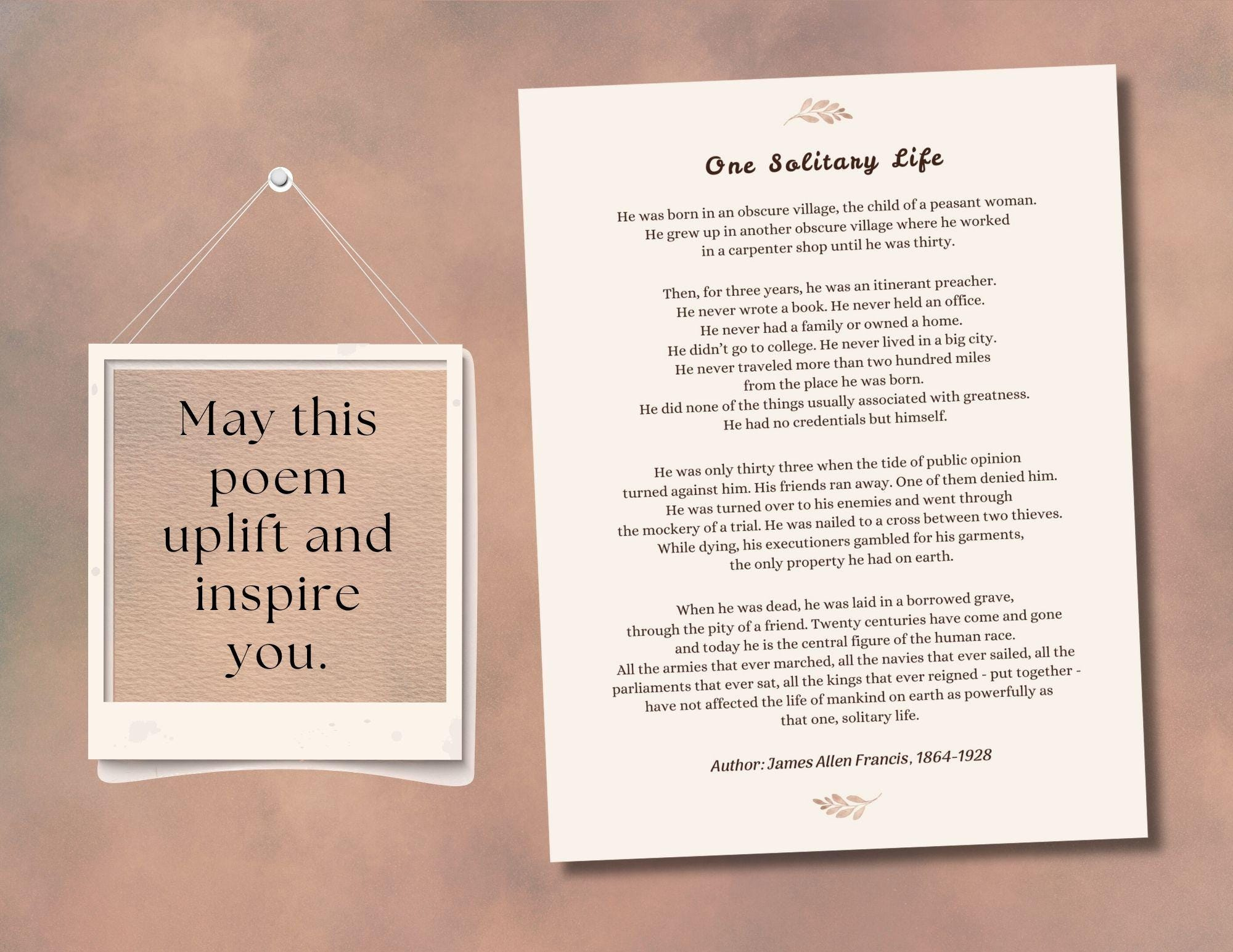 Printable Inspirational Poem, &amp;quot;One Solitary Life&amp;quot;, Christian Poetry,  Christmas Poem, Inspirational Poem, Christian Printable, Printables pertaining to One Solitary Life Poem Printable