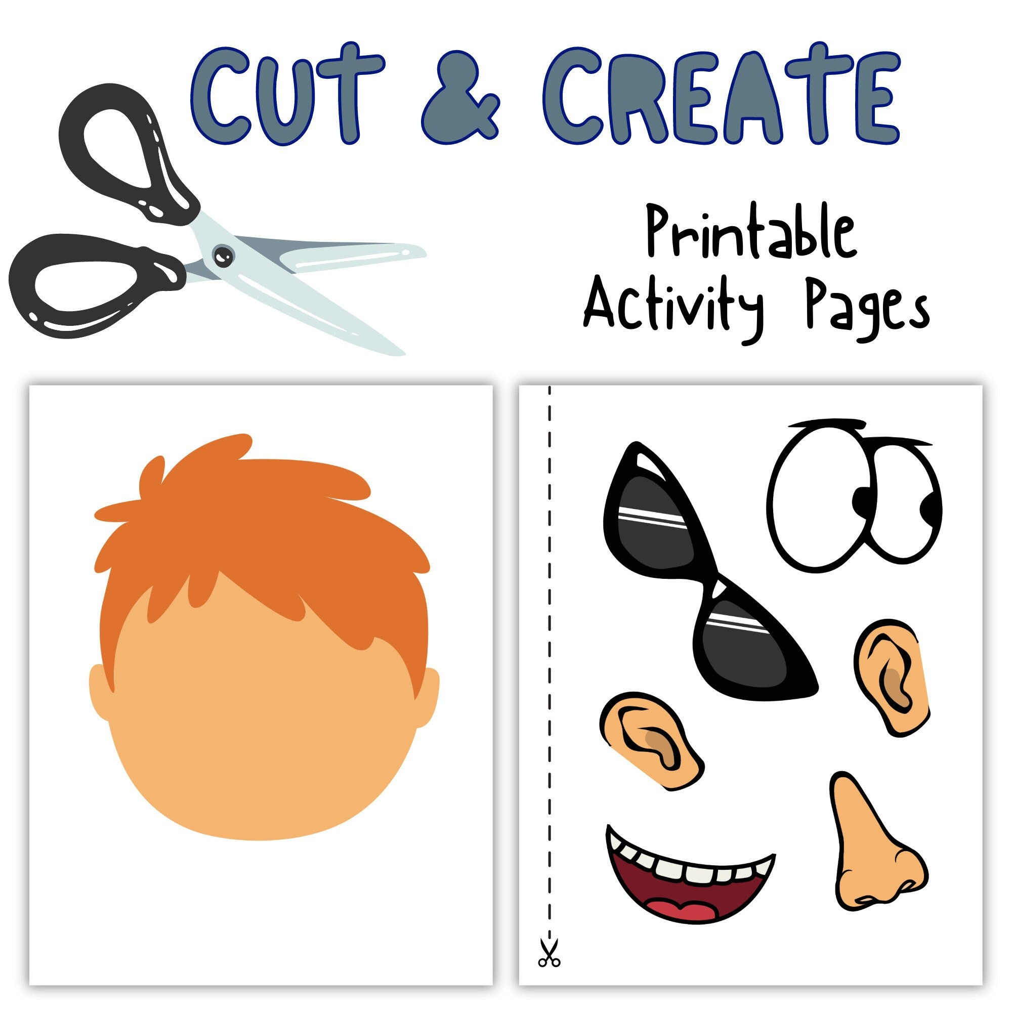 Printable Interactive Fun, Engaging Cut And Paste Boy Face Project intended for Printable Parts of the Face Cut and Paste