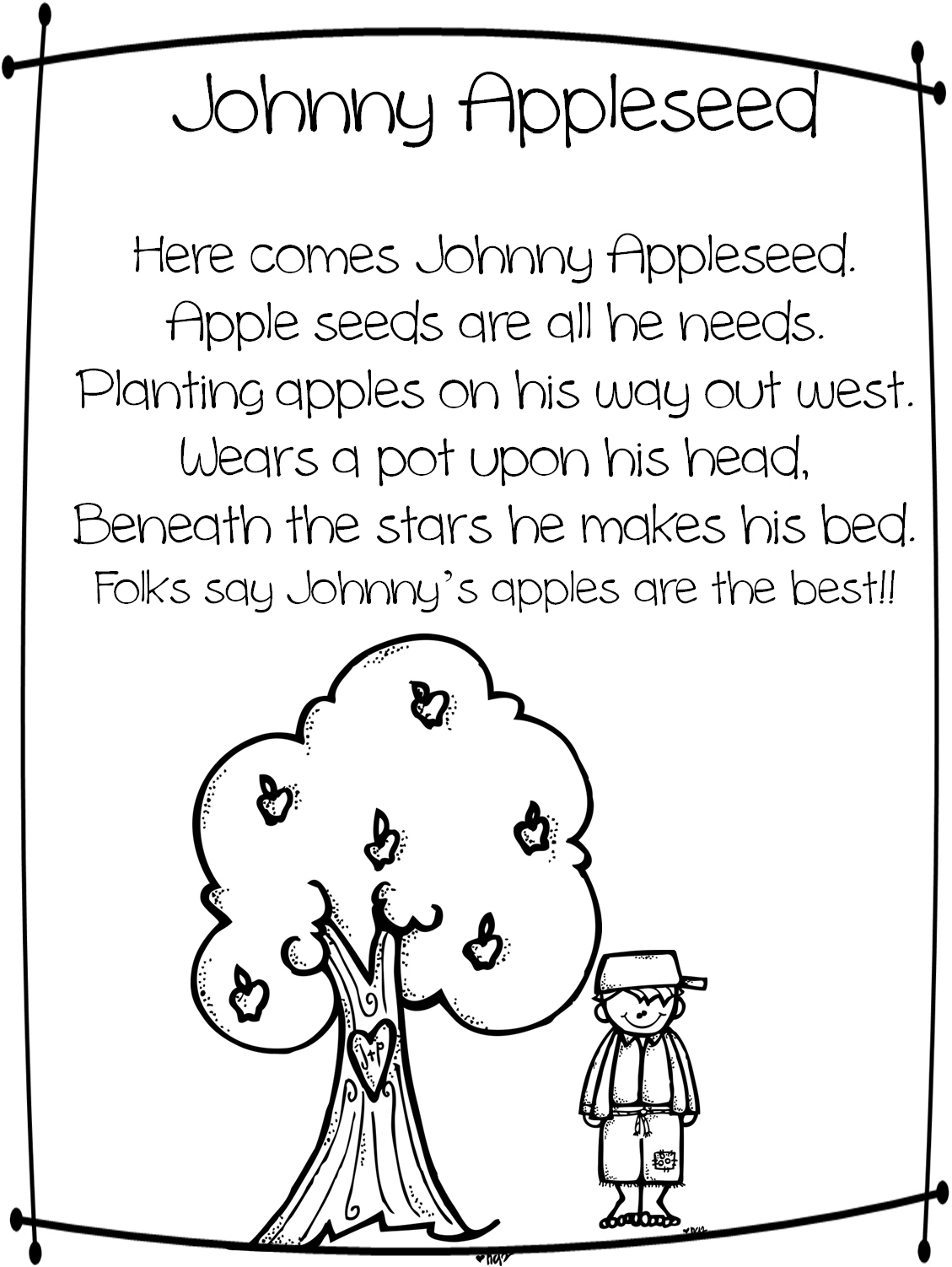 Printable Johnny Appleseed Story - Printable Bingo Cards with Johnny Appleseed Printable Story