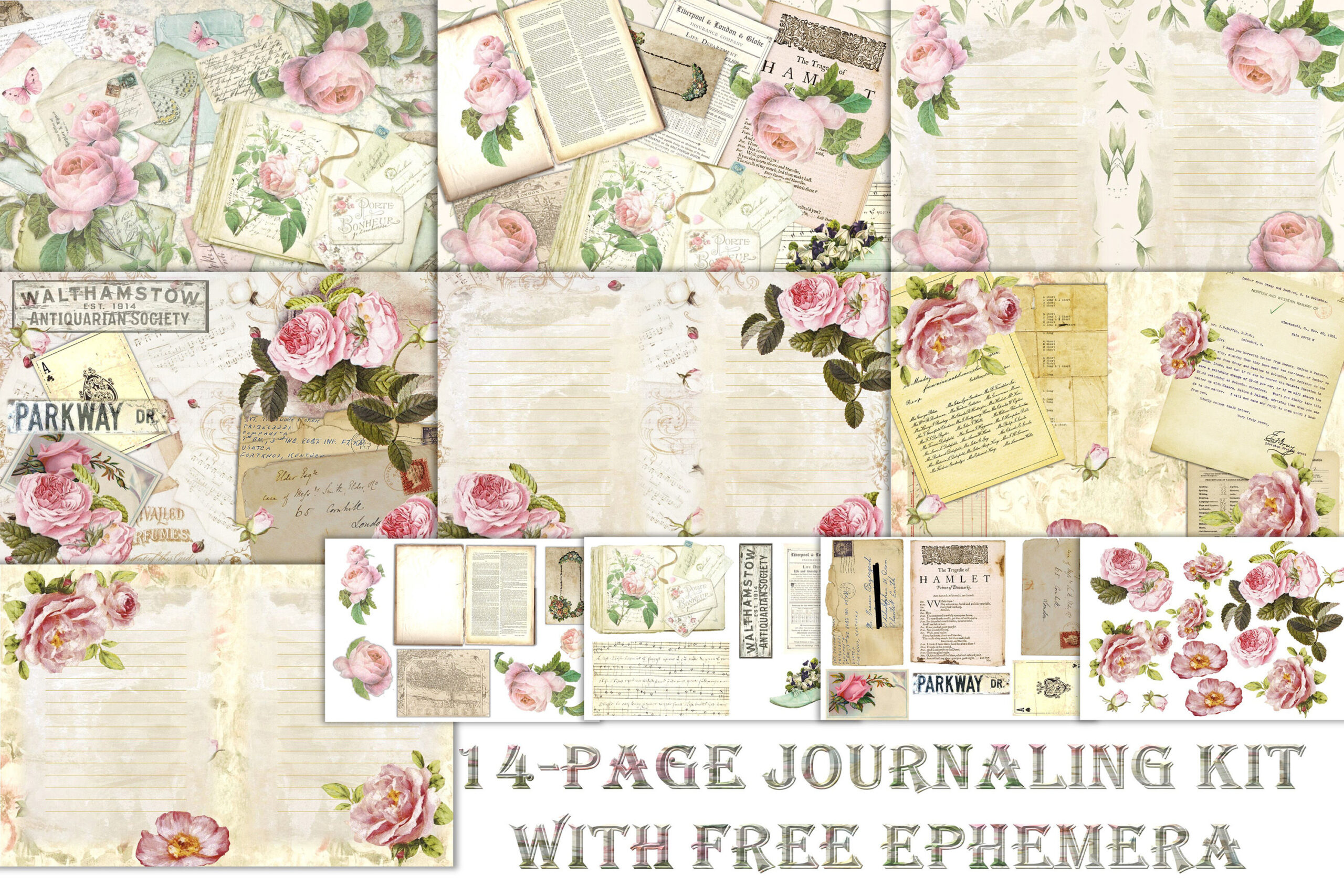 Printable Junk Journal With Free Ephemera And Clipart. Commercial throughout Junk Journal Free Printable Ephemera
