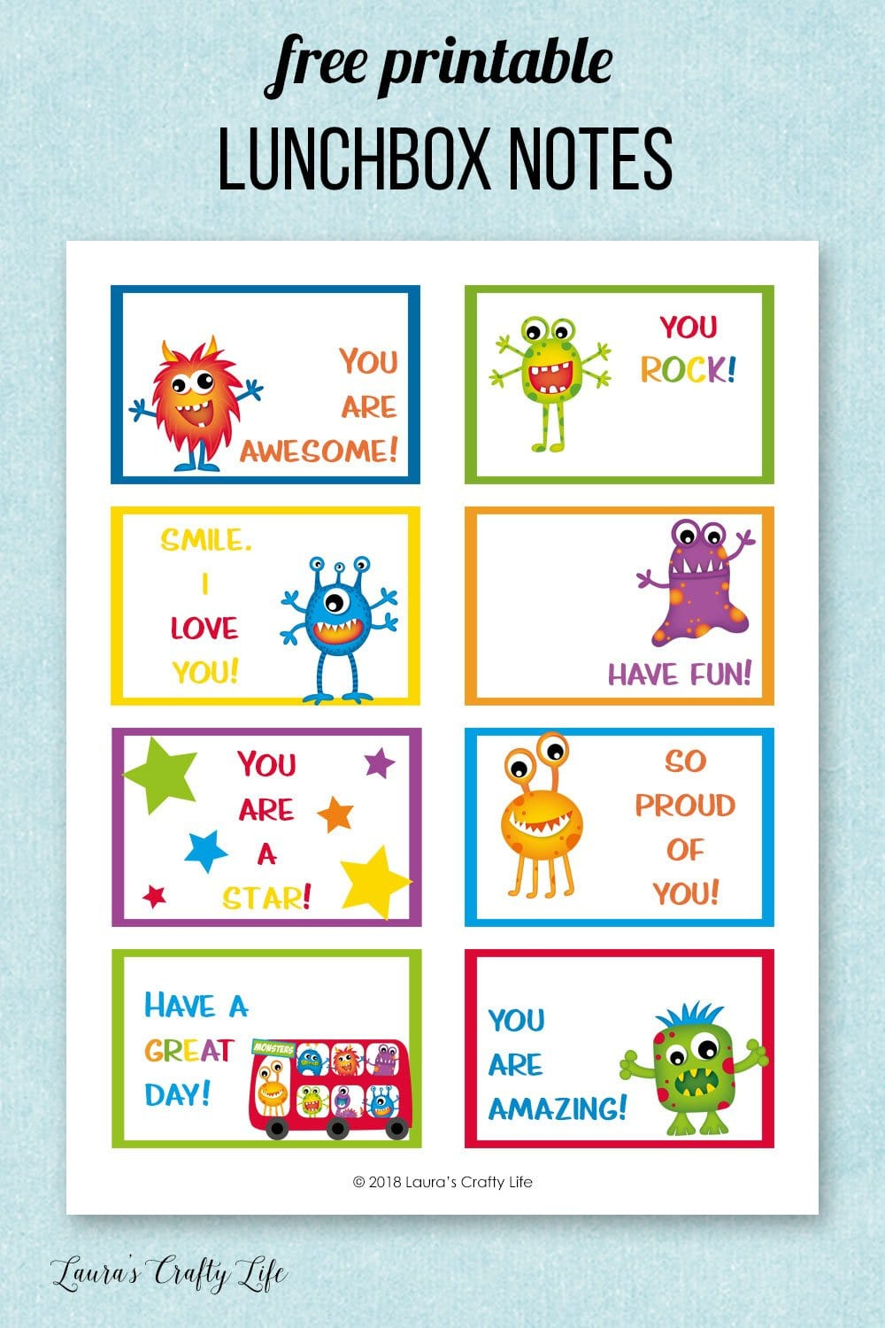 Printable Lunchbox Notes for Lunch Box Notes Free Printables