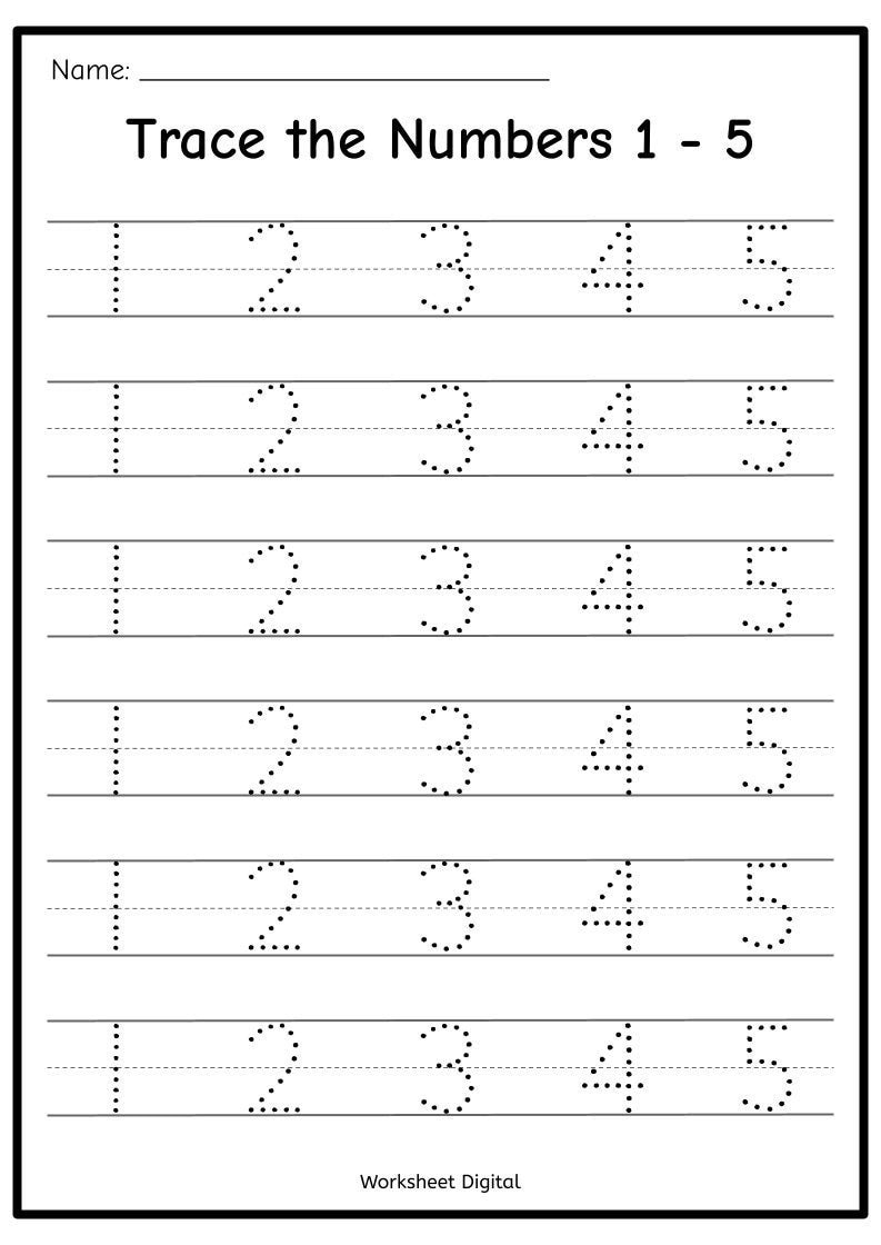 Printable Numbers 1-50 Tracing Worksheets: Homeschool Kindergarten pertaining to Numbers 1 To 5 Worksheet Printable