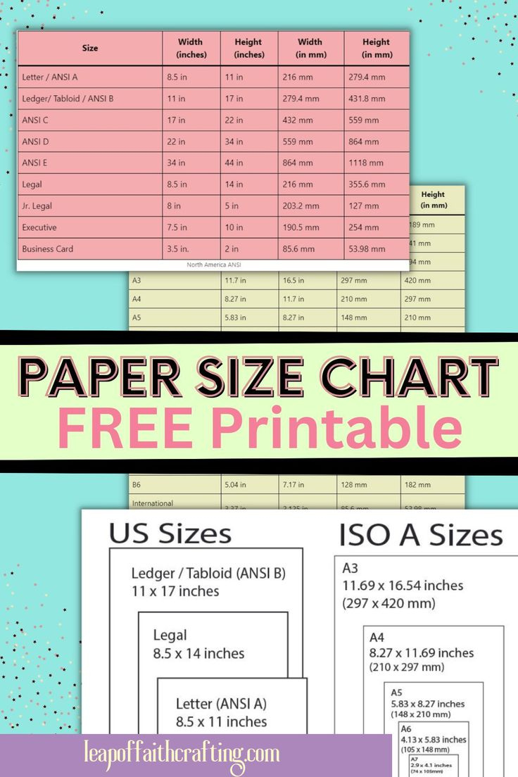 Printable Paper Size Chart (Free!) throughout Printable Paper Size Chart
