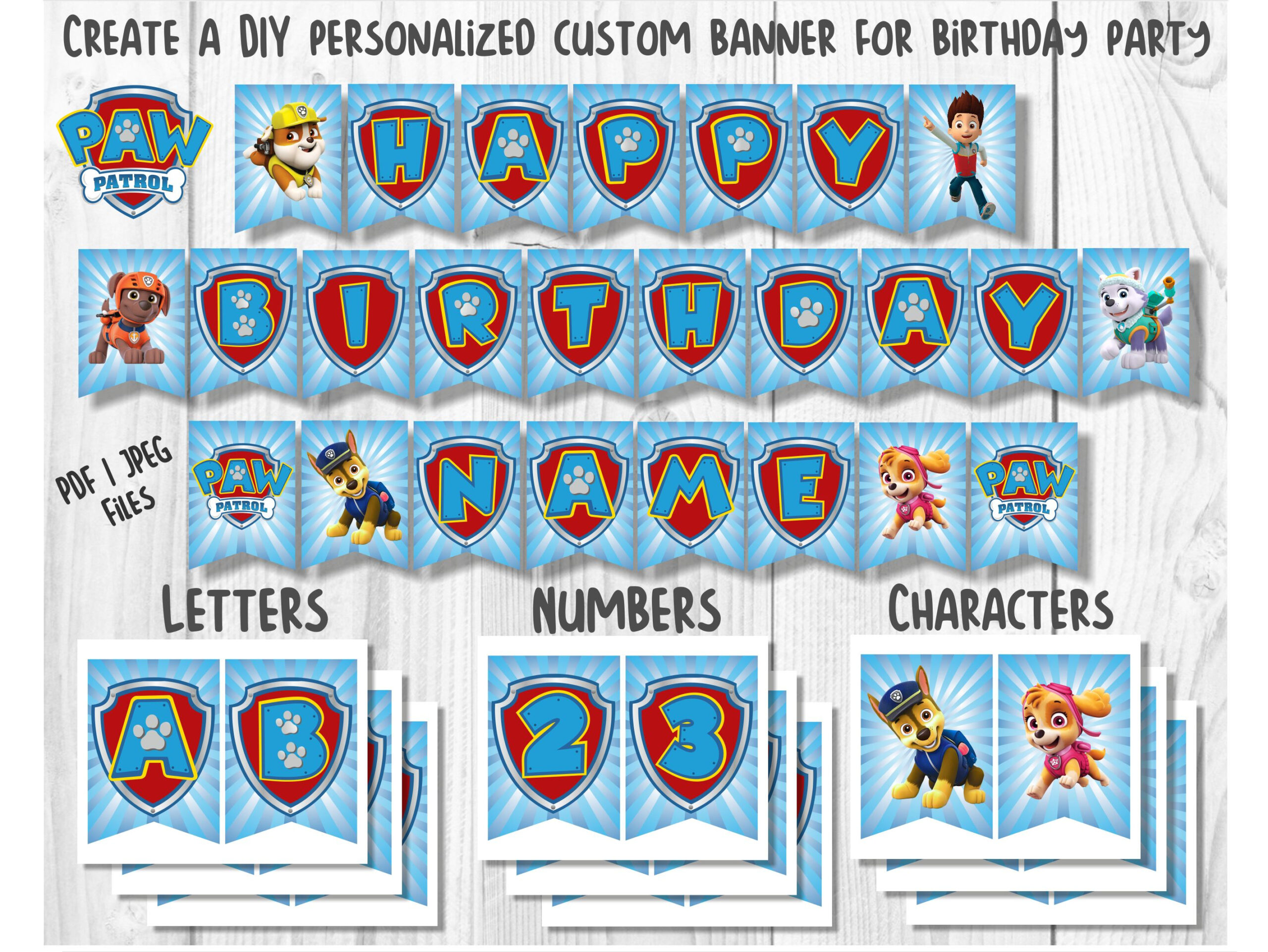 Printable Paw Patrol Birthday Banner Pdf | Jpeg, Paw Patrol within Paw Patrol Party Printables Free
