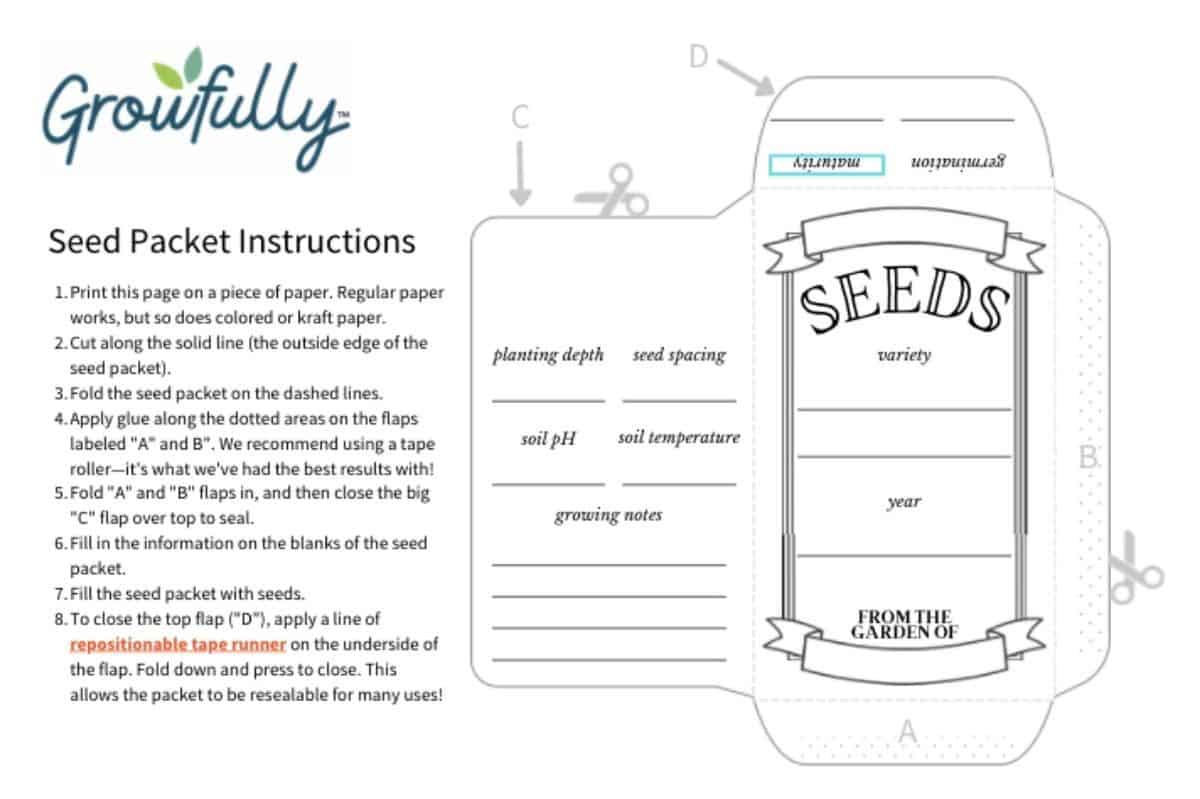 Printable Seed Packets For Seed Saving &amp;amp; Sharing - Growfully within Free Printable Seed Packet Templates