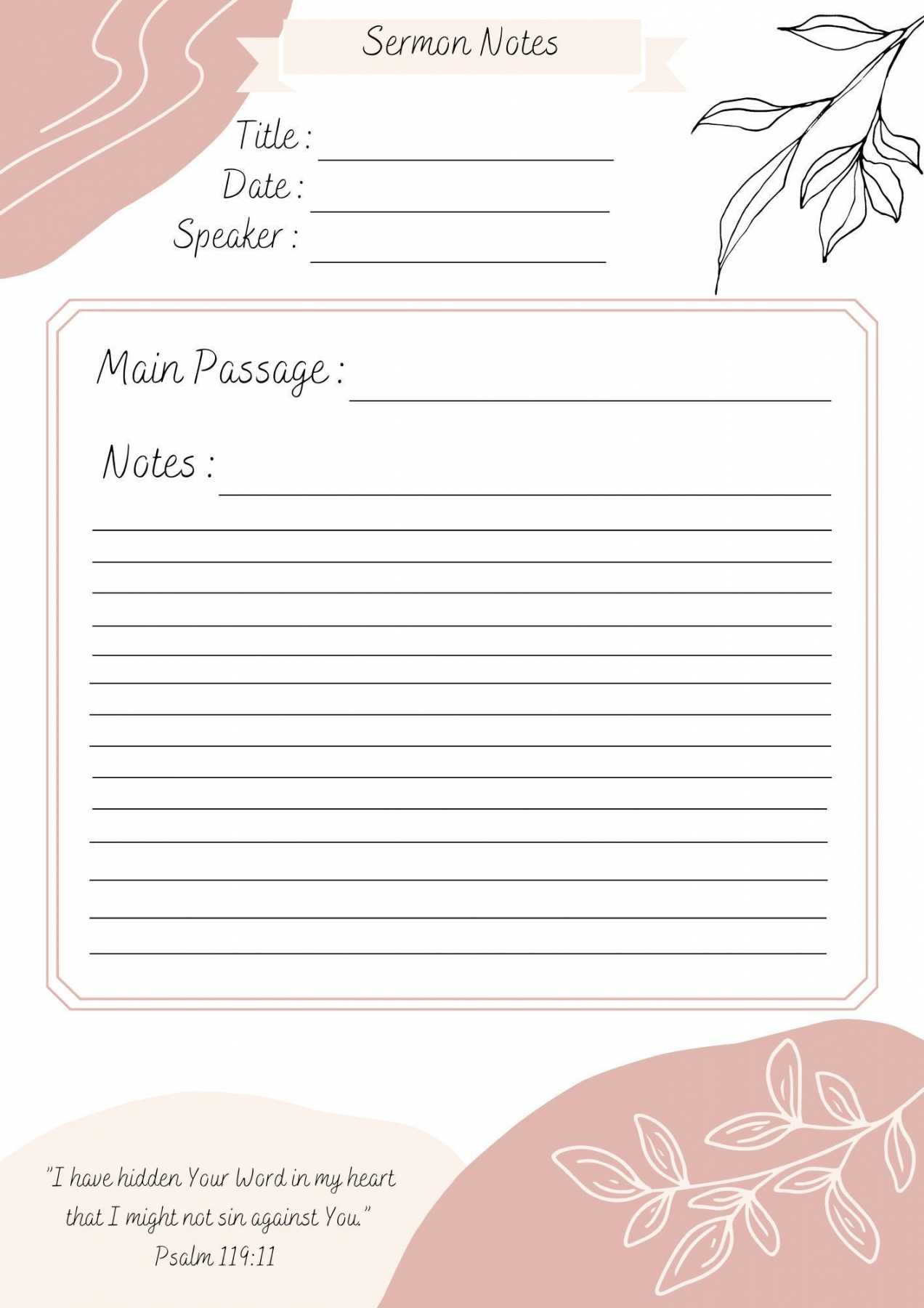 Printable Sermon Notes - Printable Party Favors inside Free Printable Sermon Notes For Adults