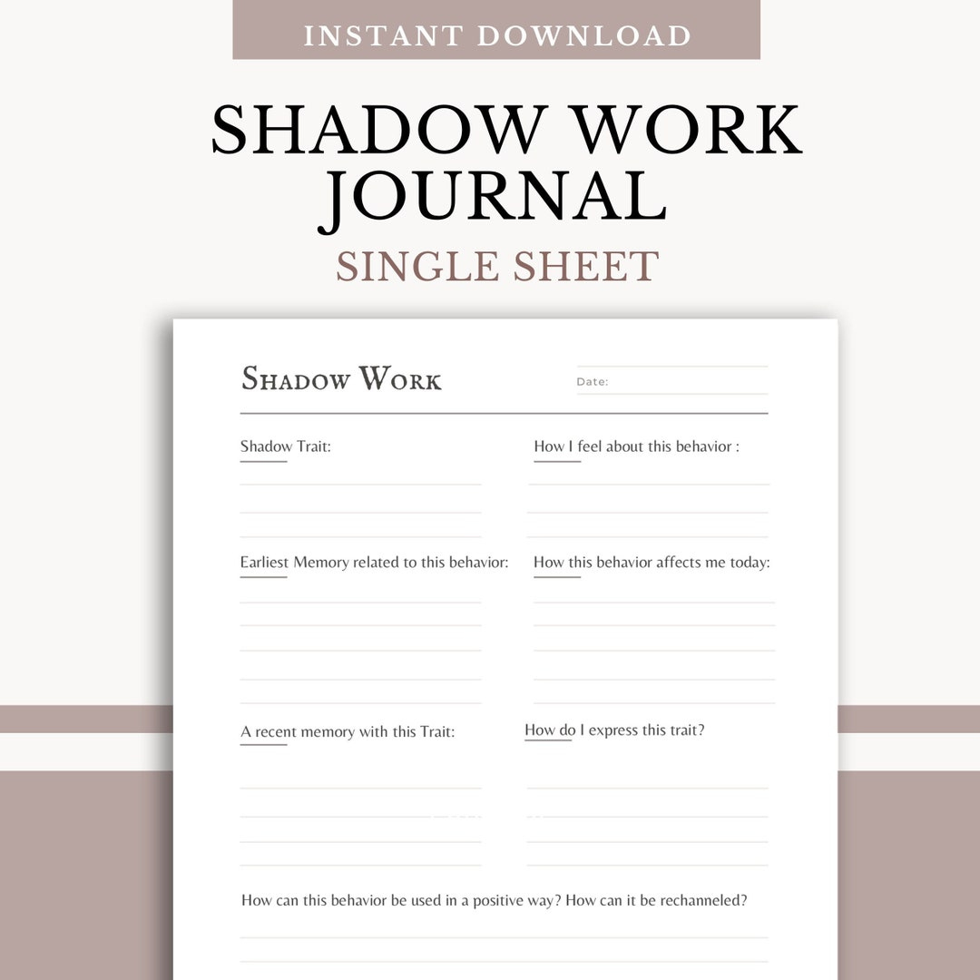 Printable Shadow Work Journal: Self Discovery Worksheet (Digital throughout Free Printable Shadow Work Worksheet