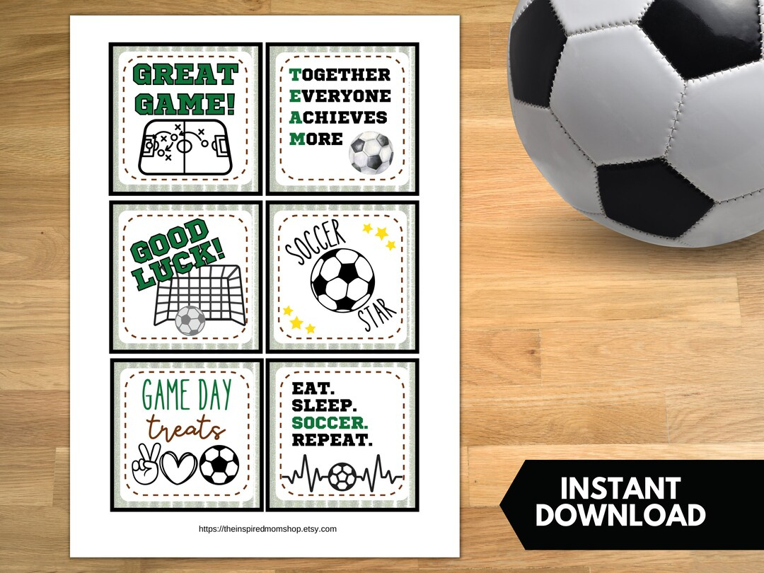 Printable Soccer Treat Tags: Team Snacks, Game Day (Instant for Free Printable Soccer Tags